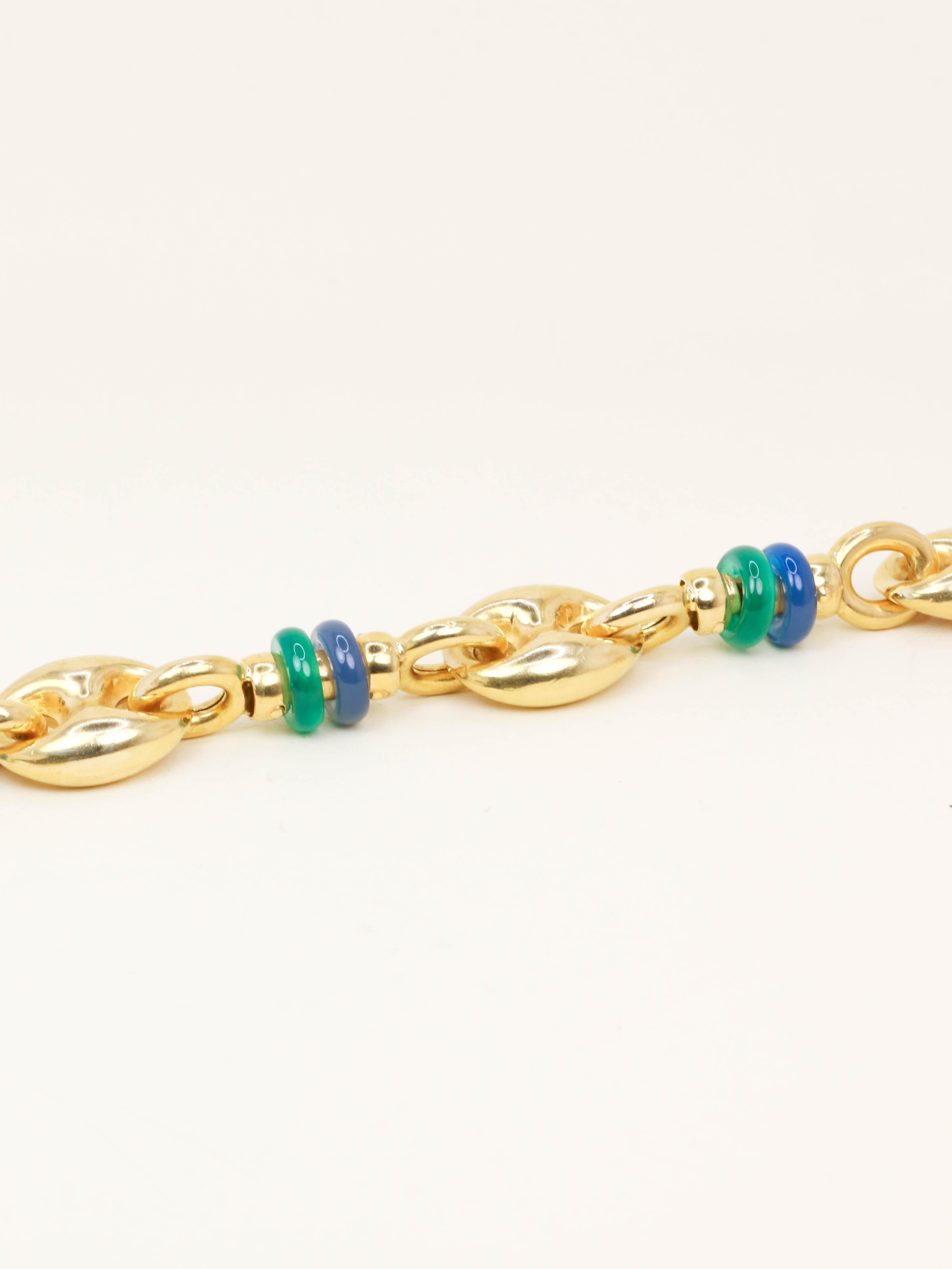 Bracelet maille grain de café or jaune agate