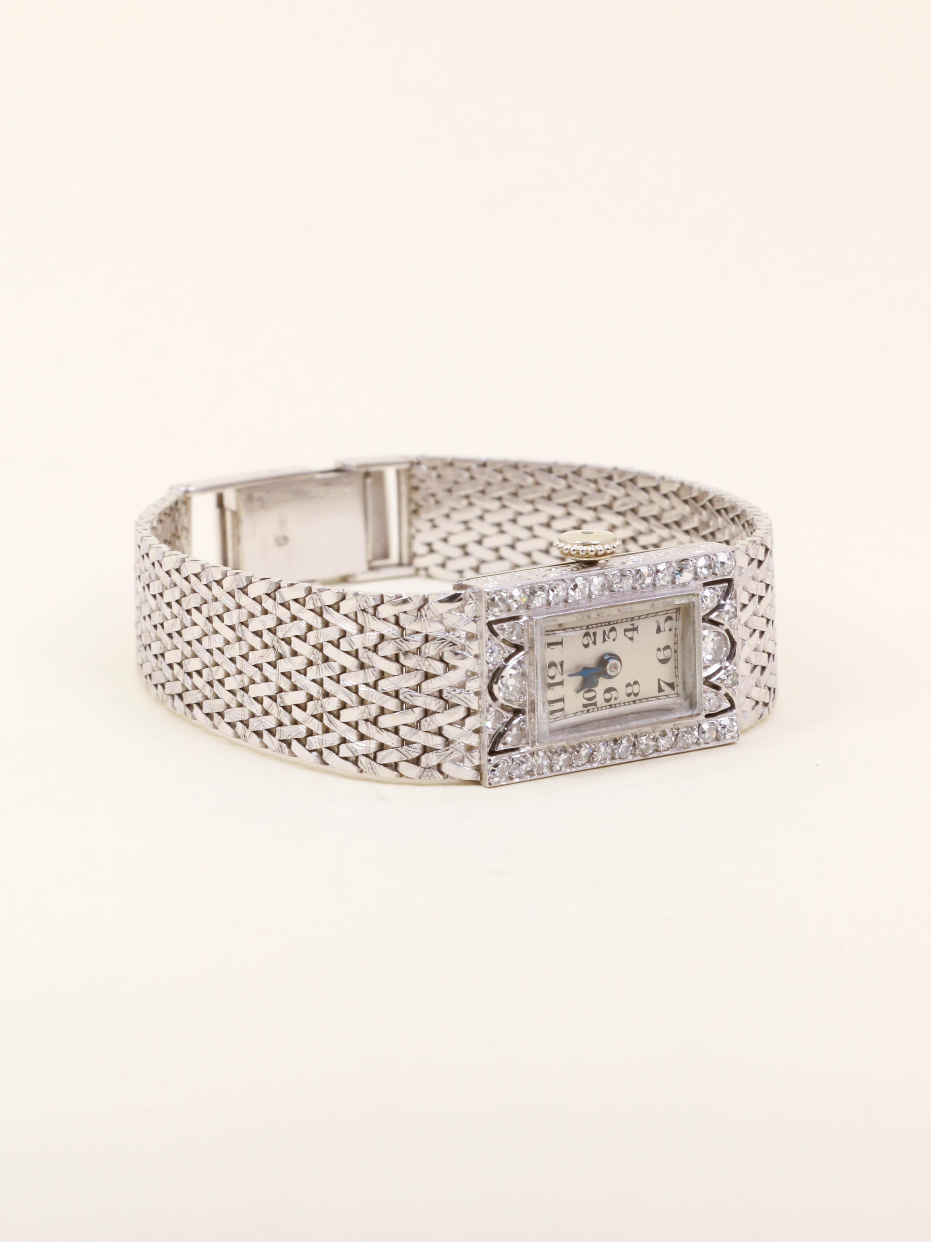 Montre Art Déco or blanc diamants