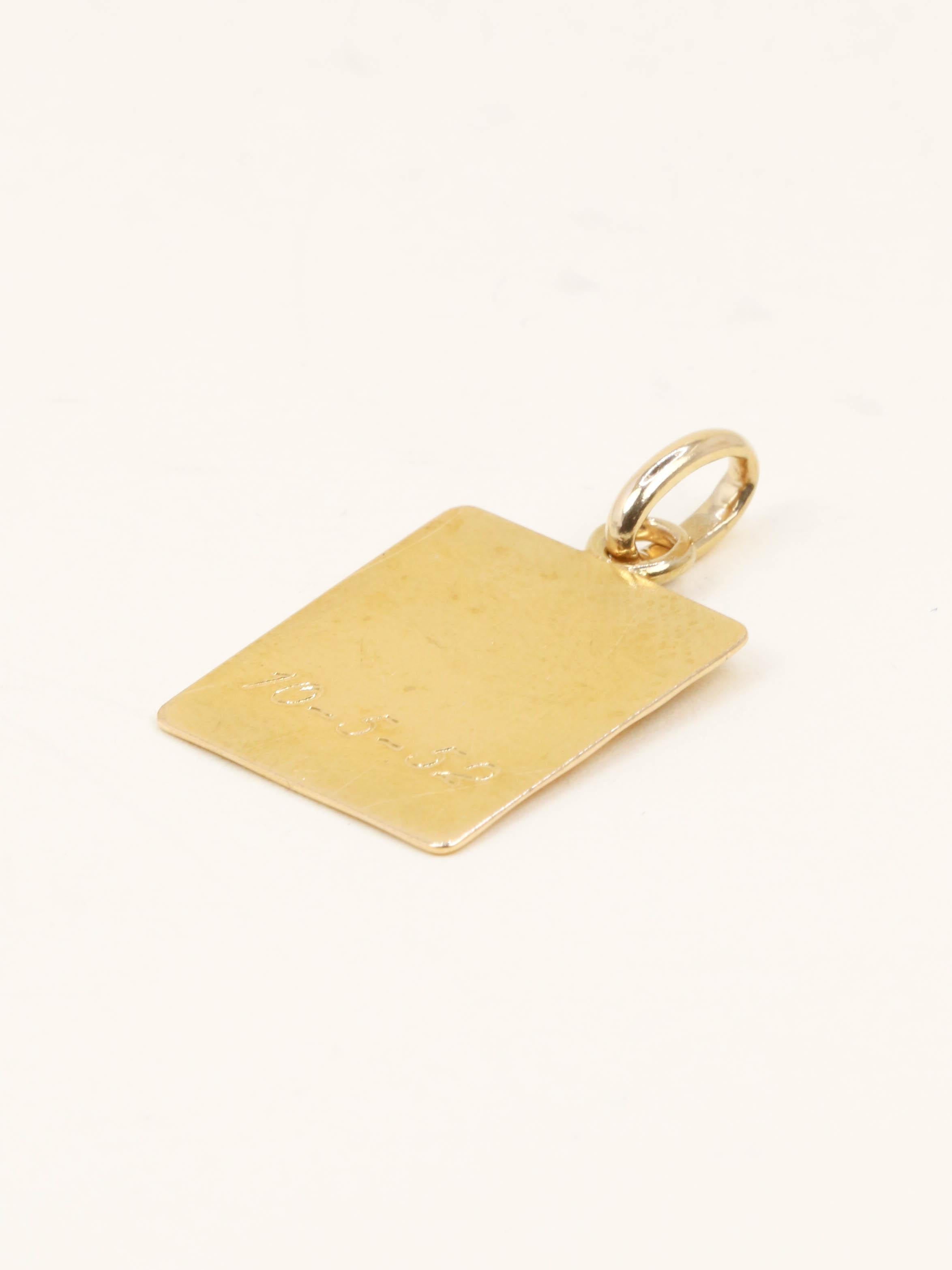 Medaille Augis rectangulaire Plus hier Moins Demain or jaune