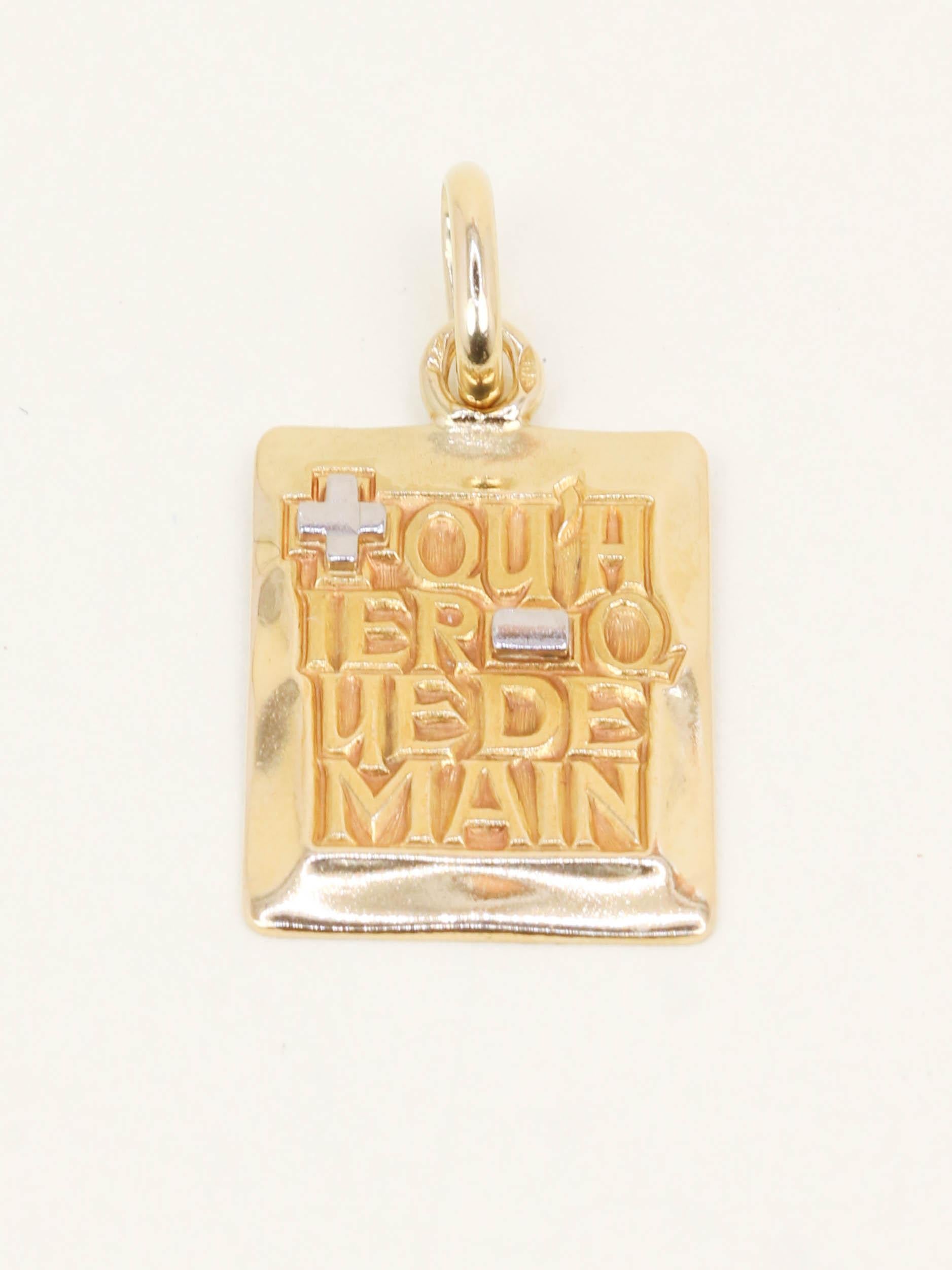 Medaille Augis rectangulaire Plus hier Moins Demain or jaune