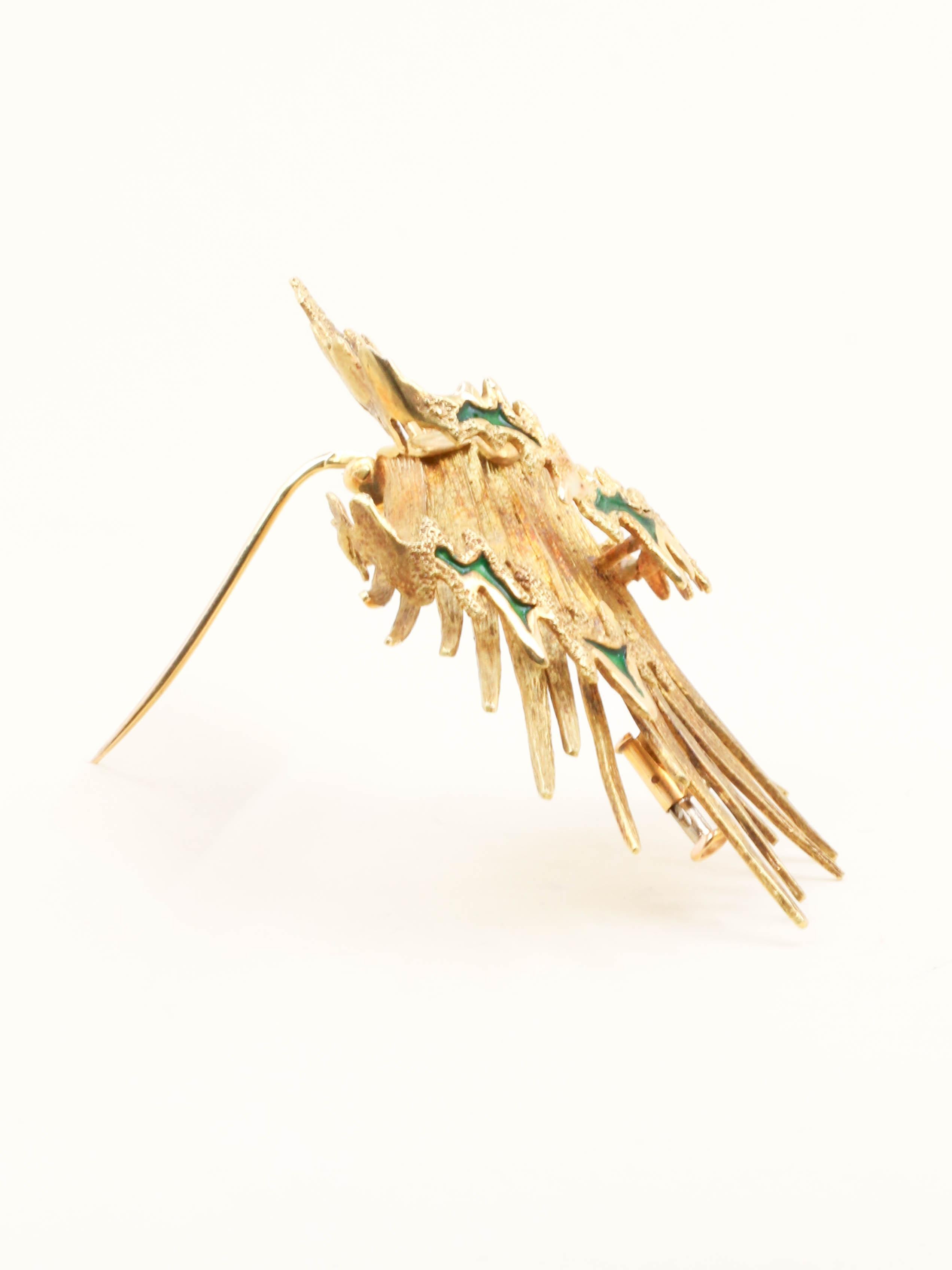 BECKER & BRASIER Broche volcan or jaune email