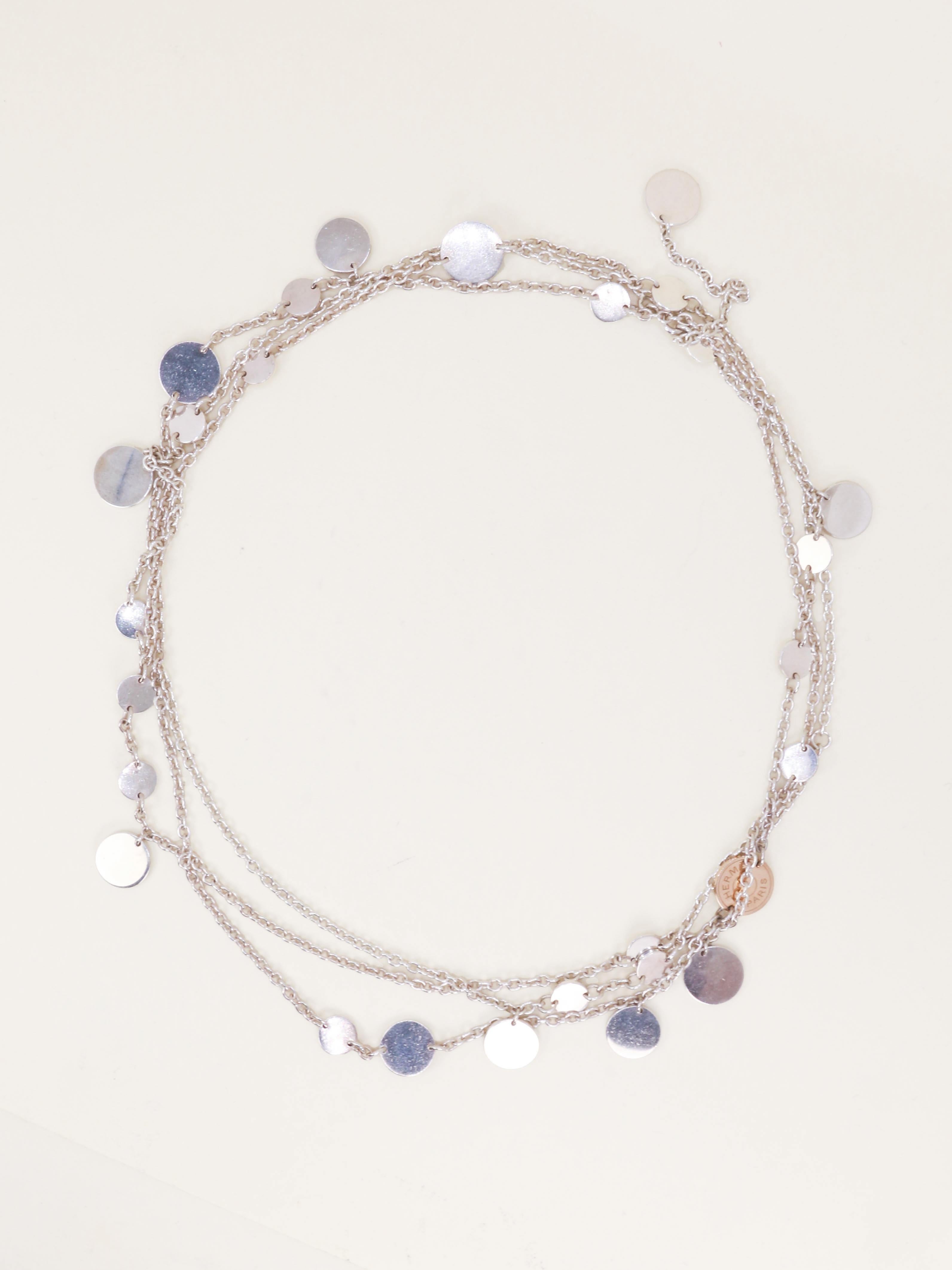 HERMES Sautoir Ex-libris argent or rose