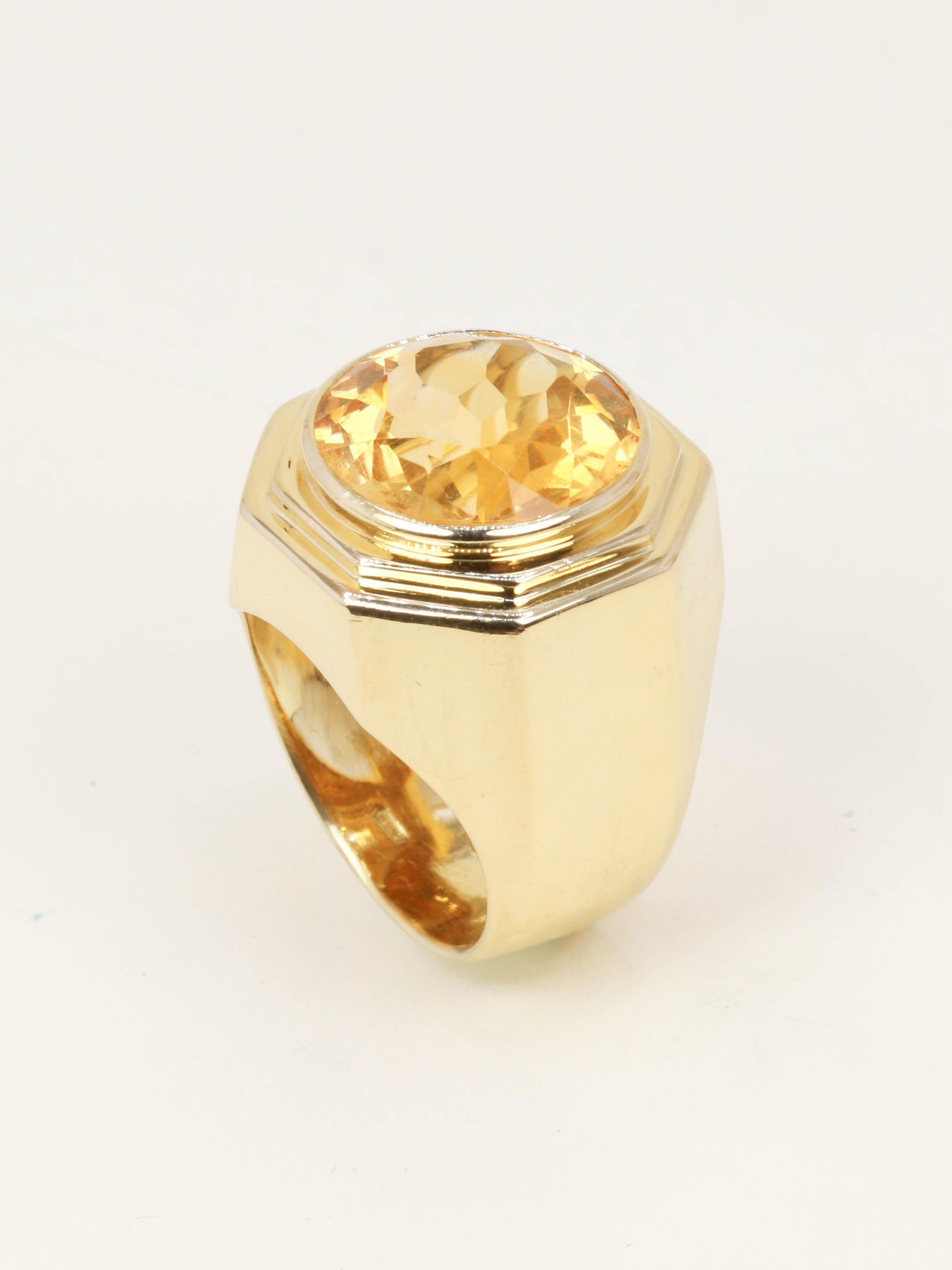 FRED Bague chevaliere or jaune citrine 7 carats