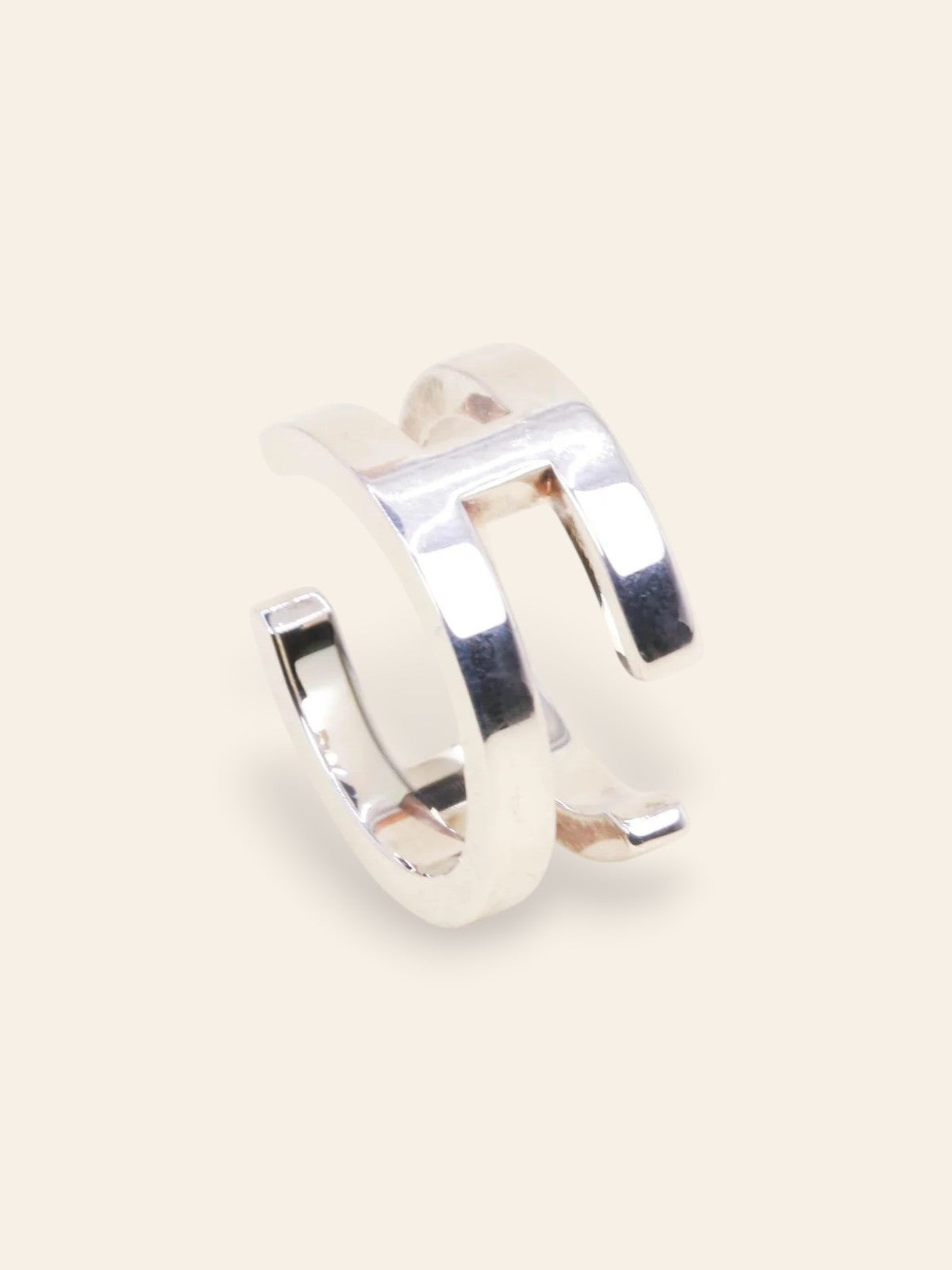 HERMES Bague H argent