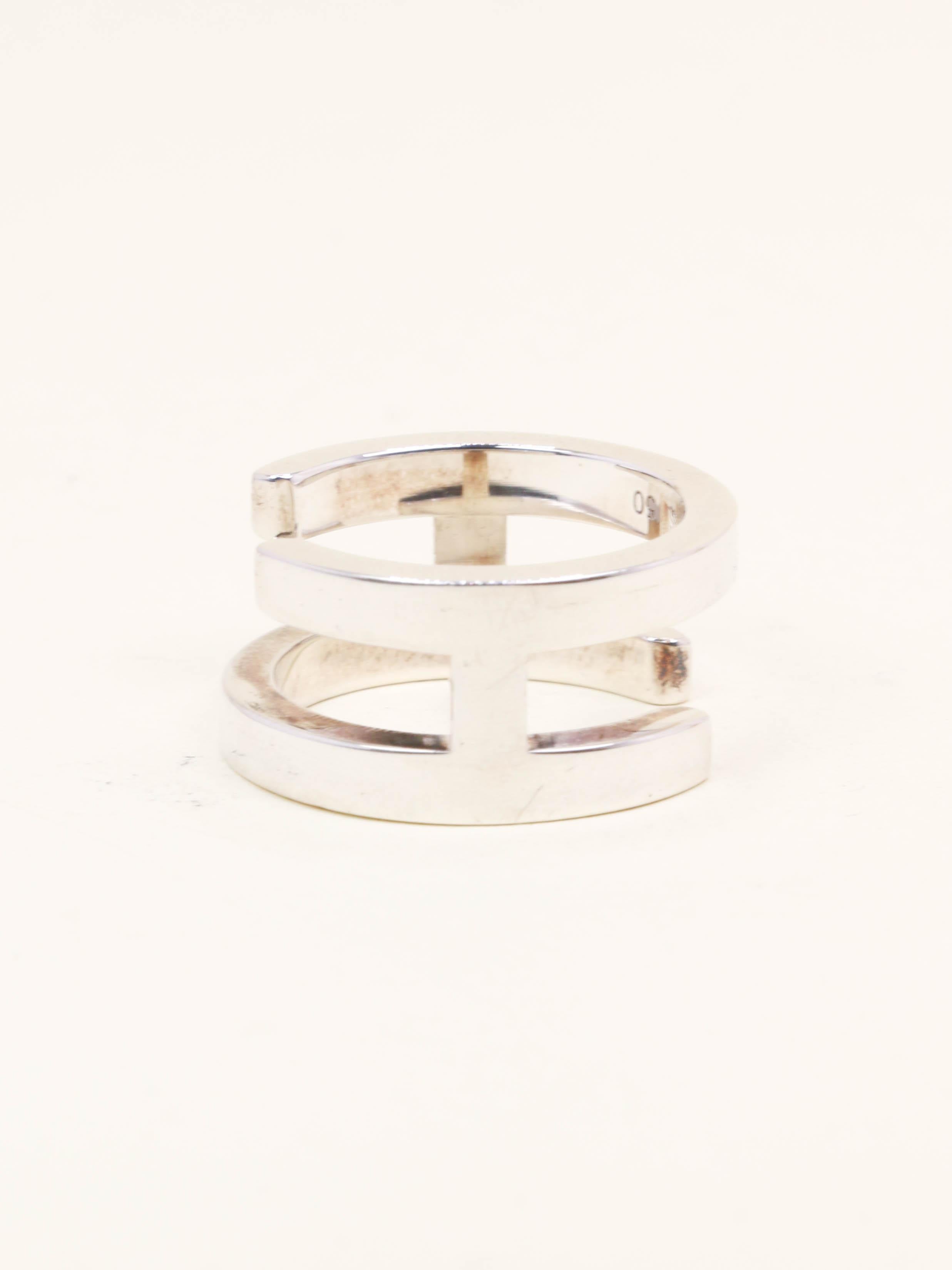 HERMES Bague H argent