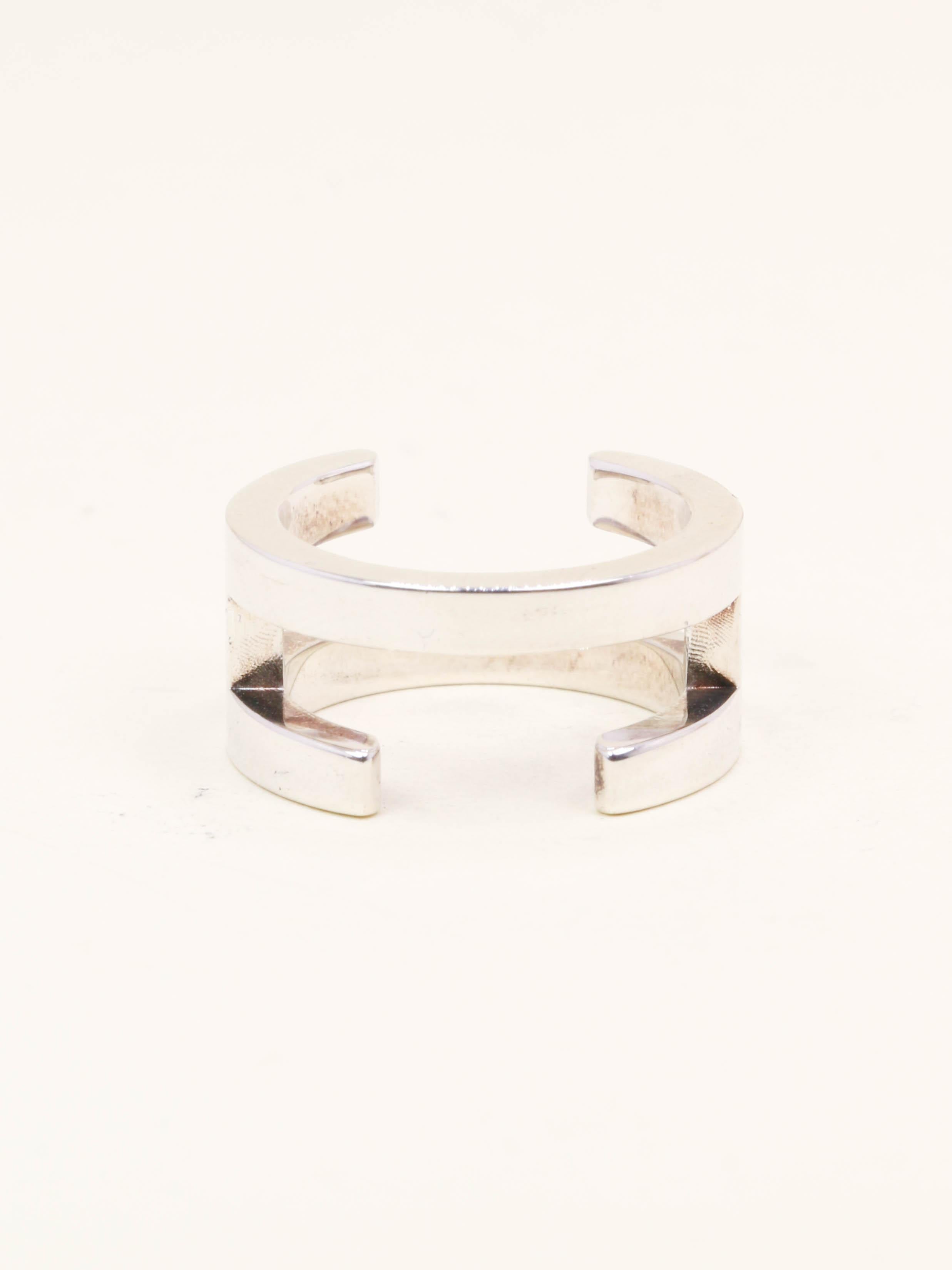 HERMES Bague H argent