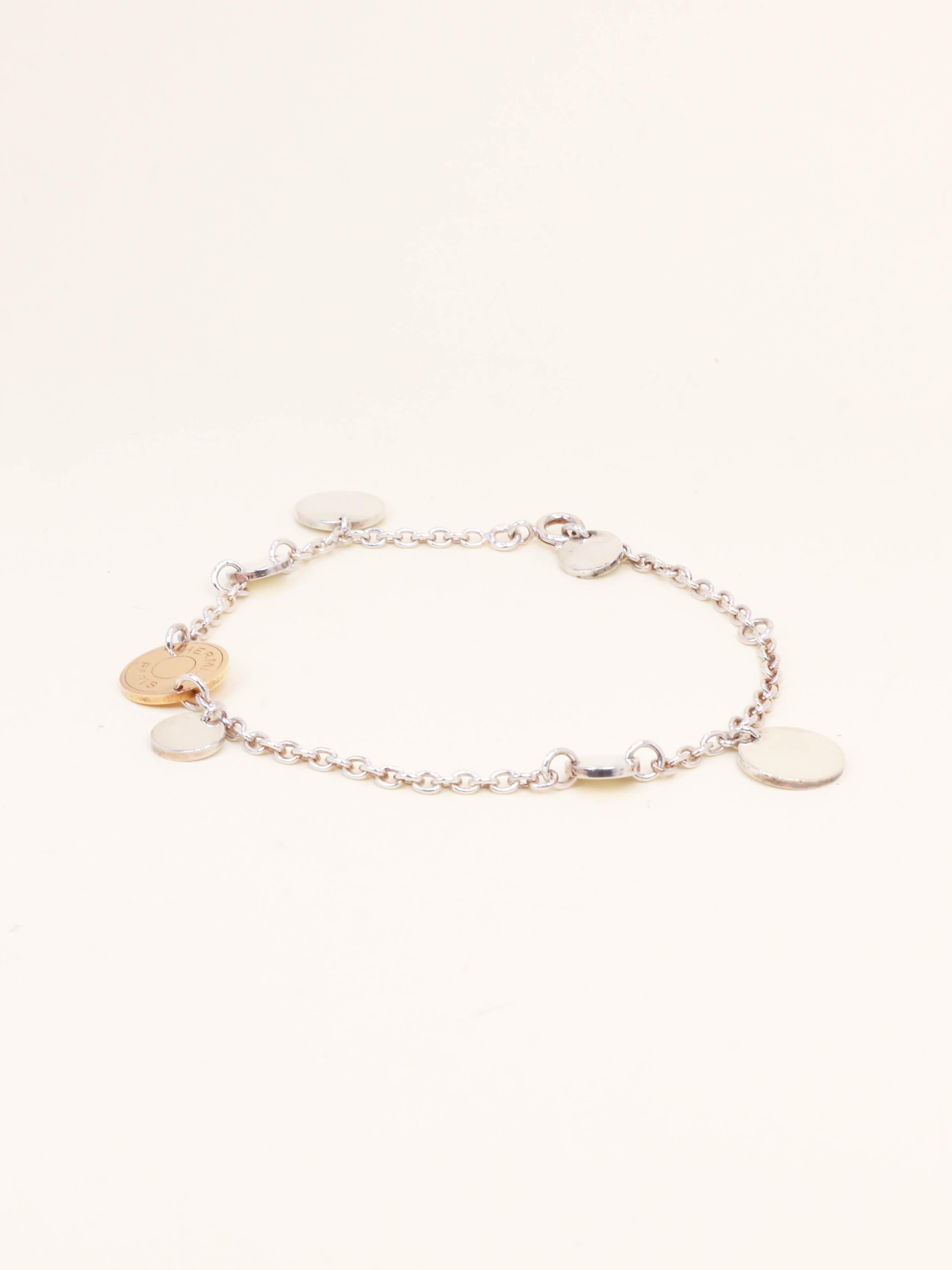 HERMES Bracelet Ex-libris argent or rose