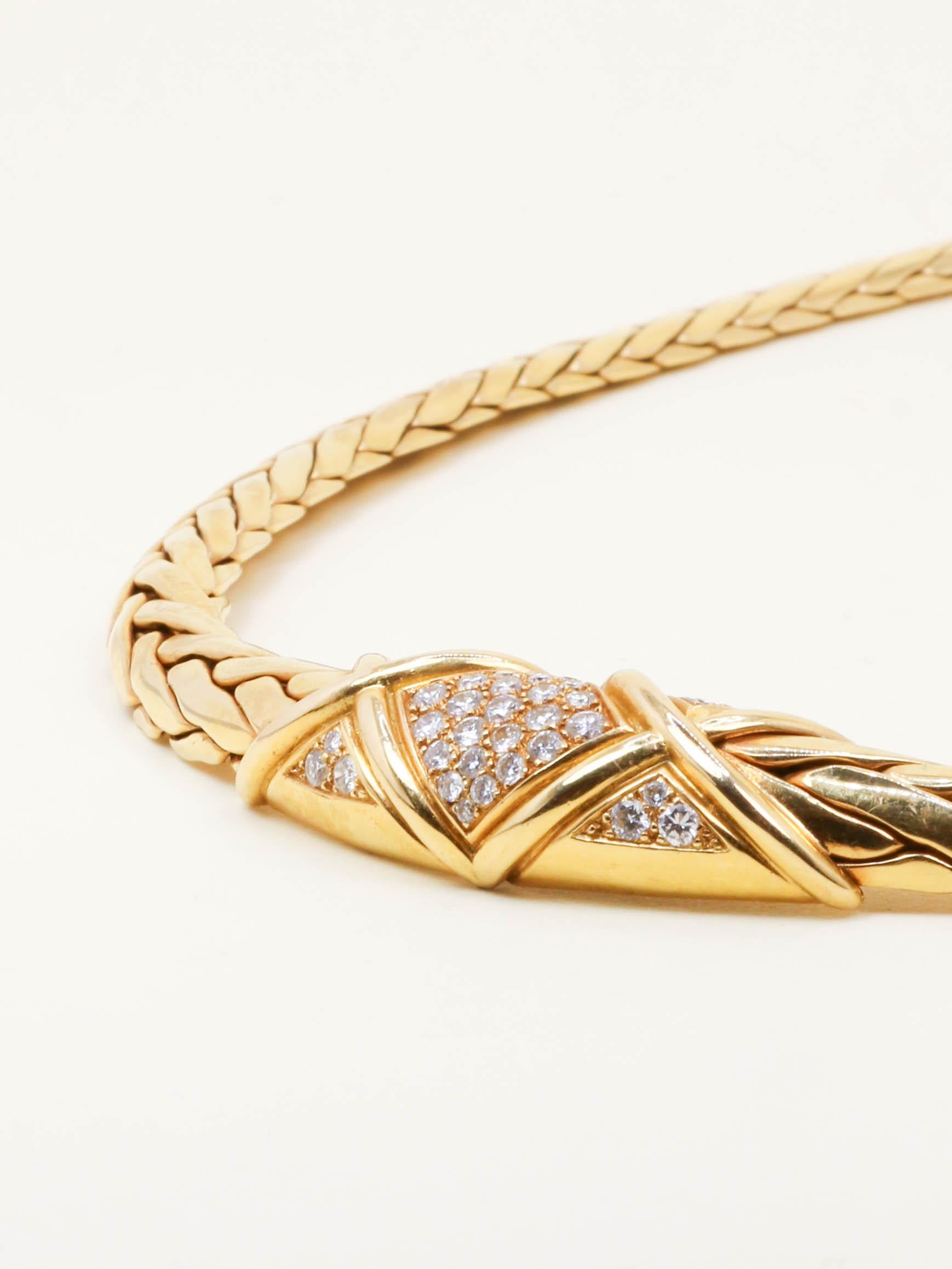 GAY FRERES Collier vintage or torsadé diamants