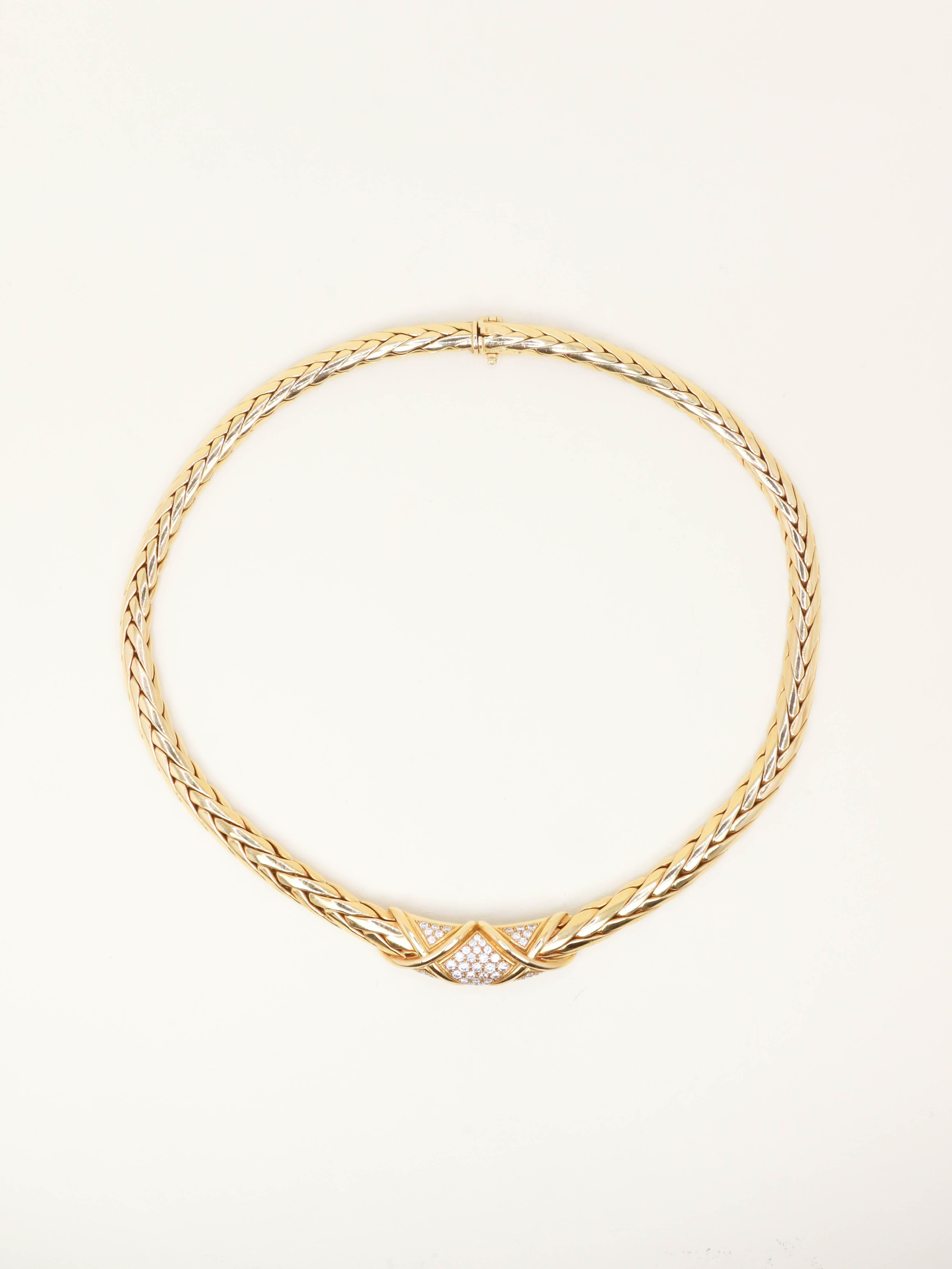 GAY FRERES Collier vintage or torsadé diamants