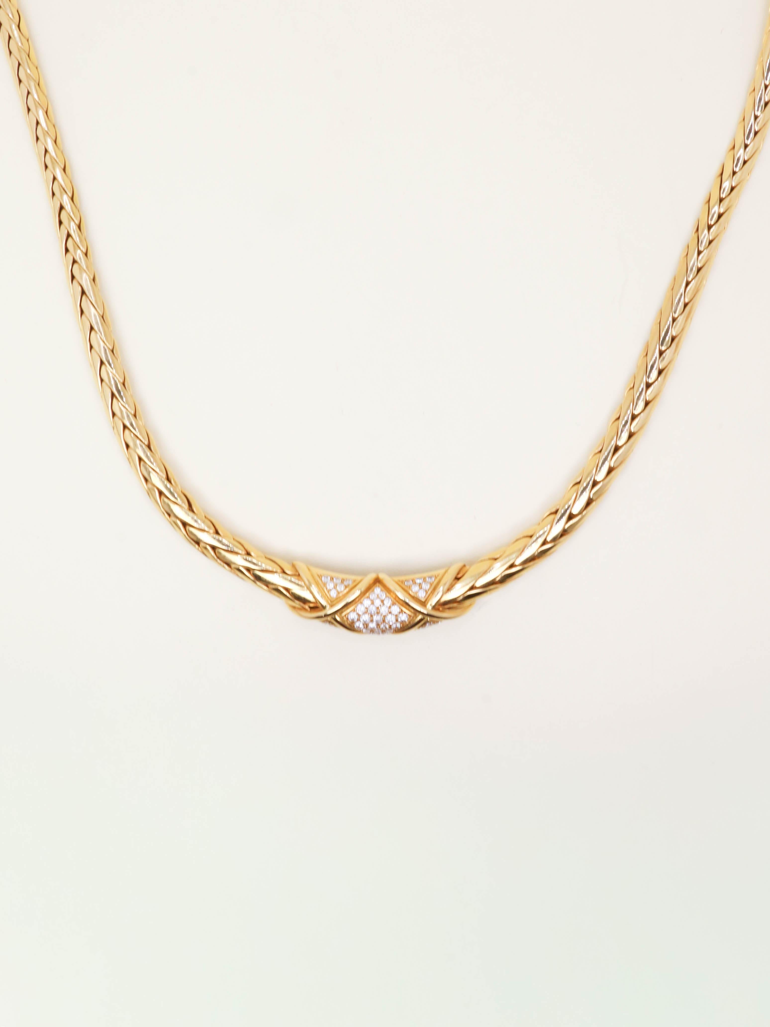 GAY FRERES Collier vintage or torsadé diamants