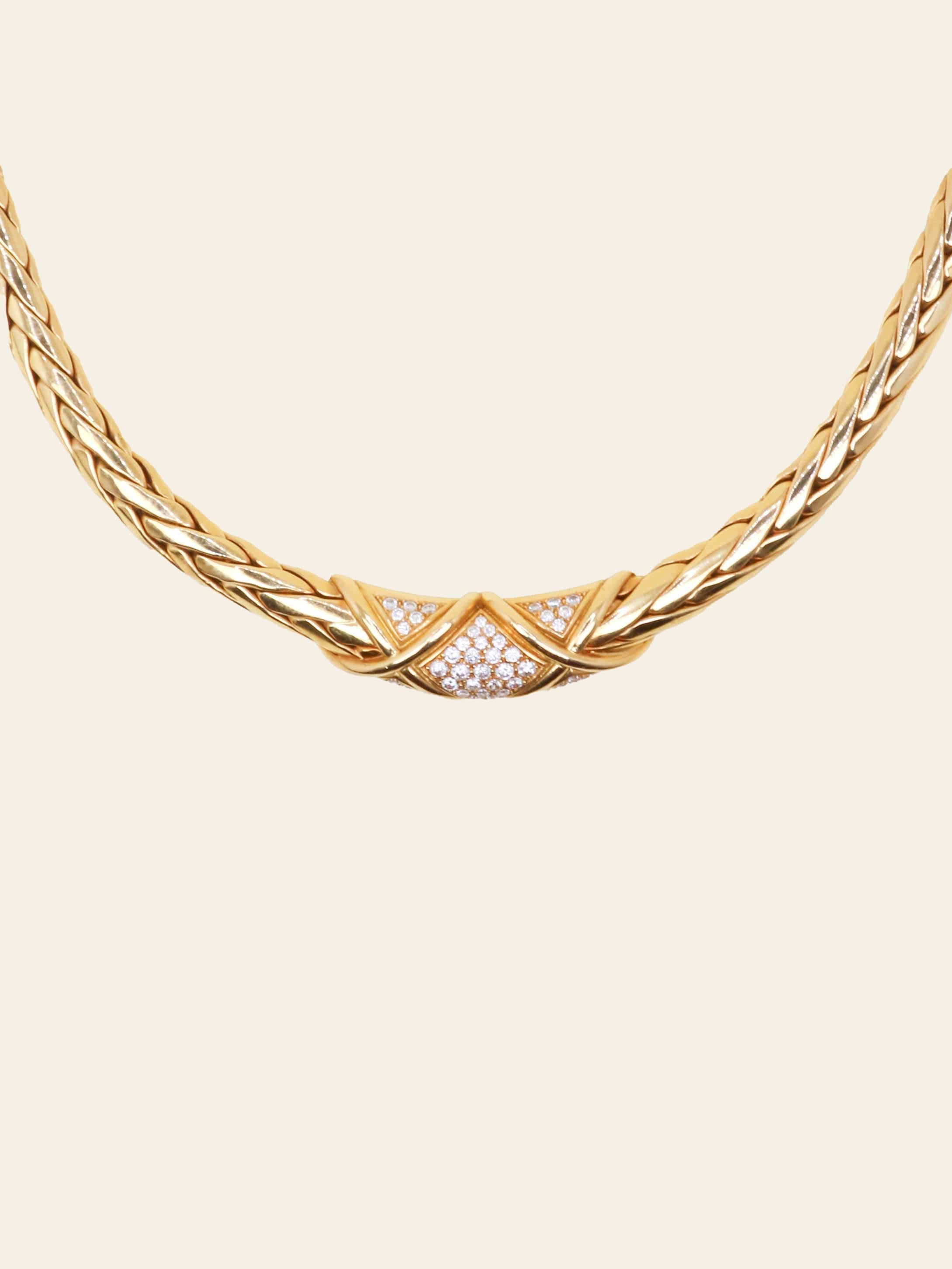 GAY FRERES Collier vintage or torsadé diamants