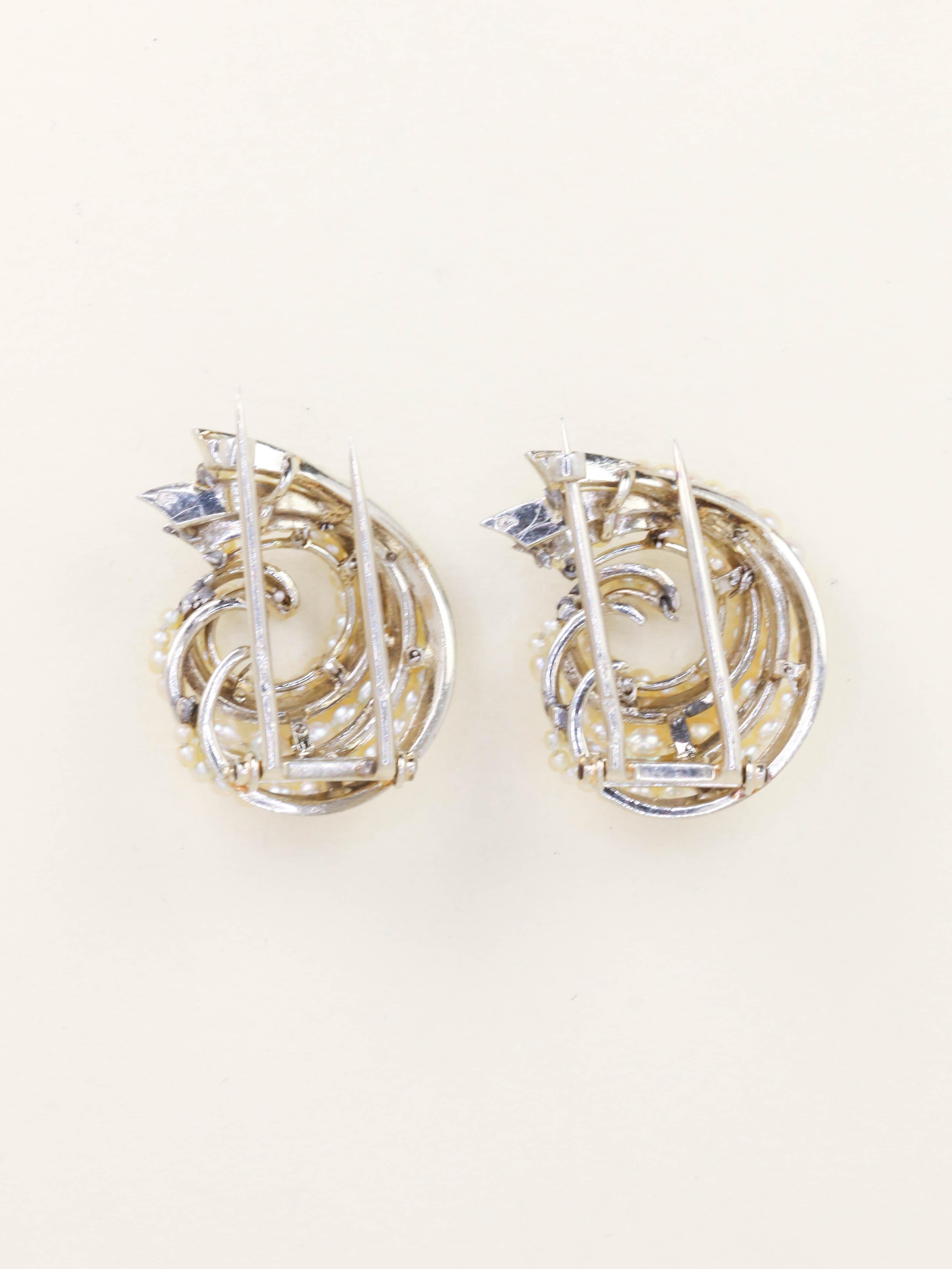 Double clips coquillage or blanc perles fines