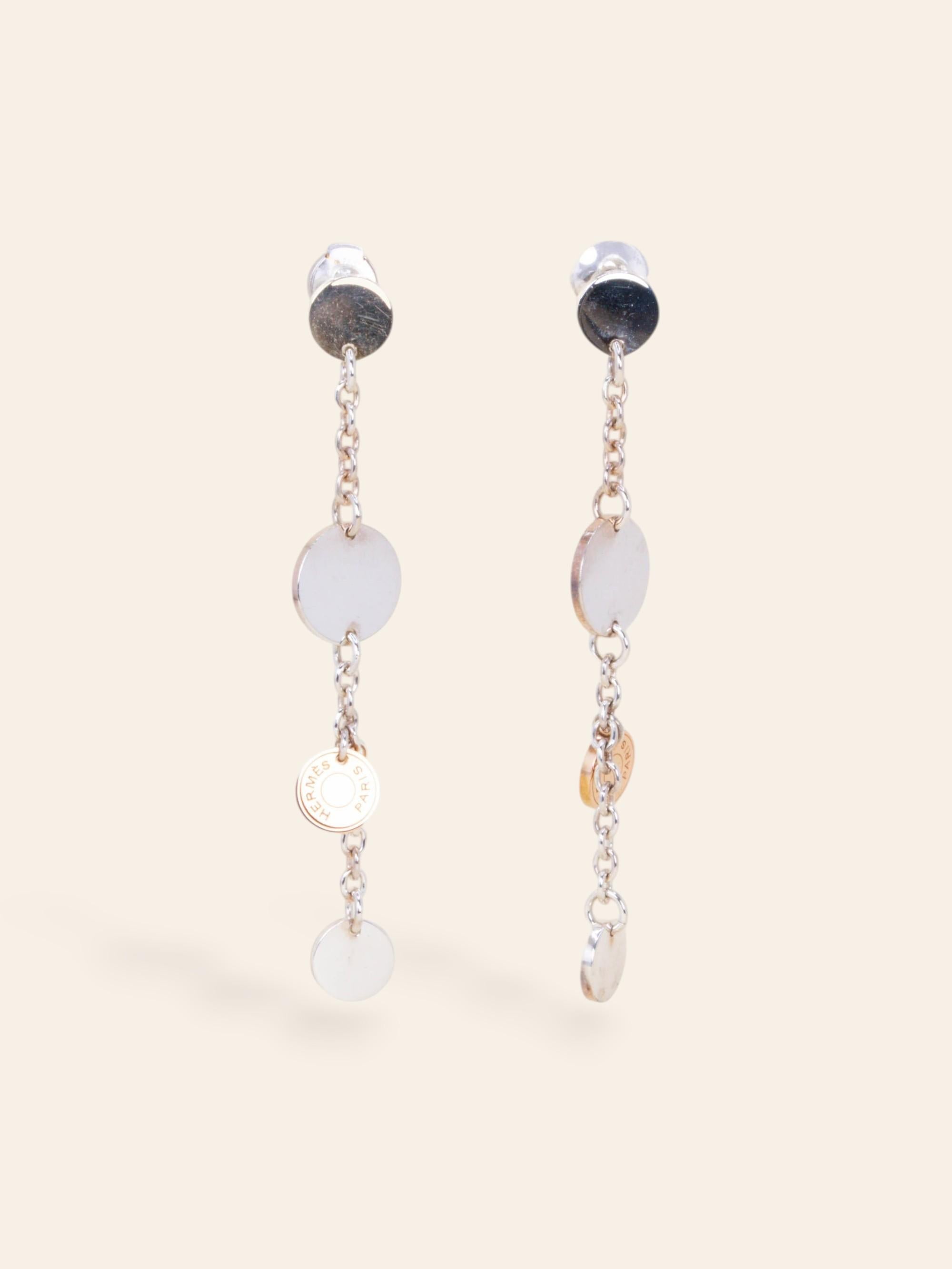 HERMES Boucles d'oreilles Confettis argent or rose