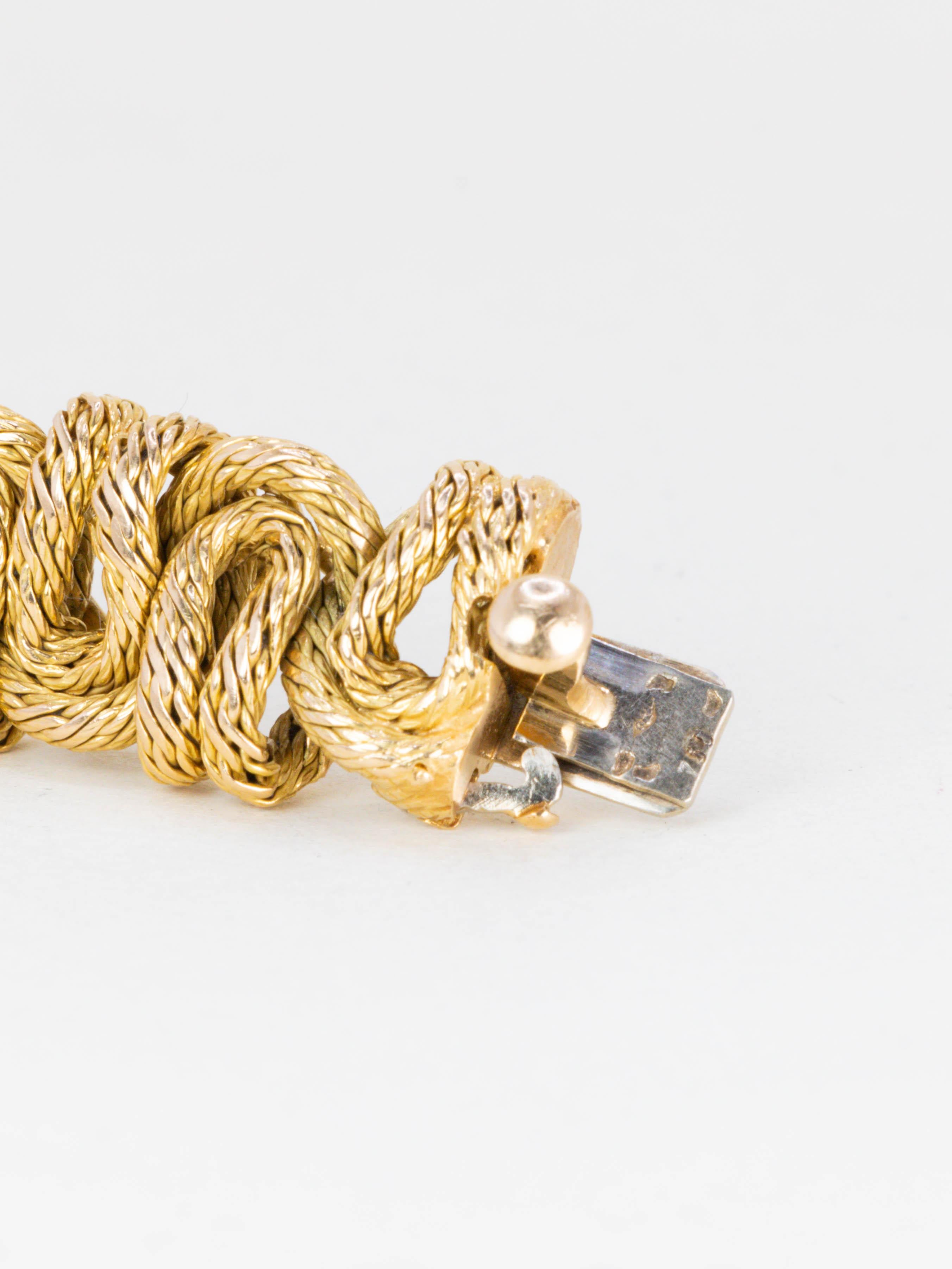 GEORGES LENFANT Bracelet or jaune tressé - Années 1970