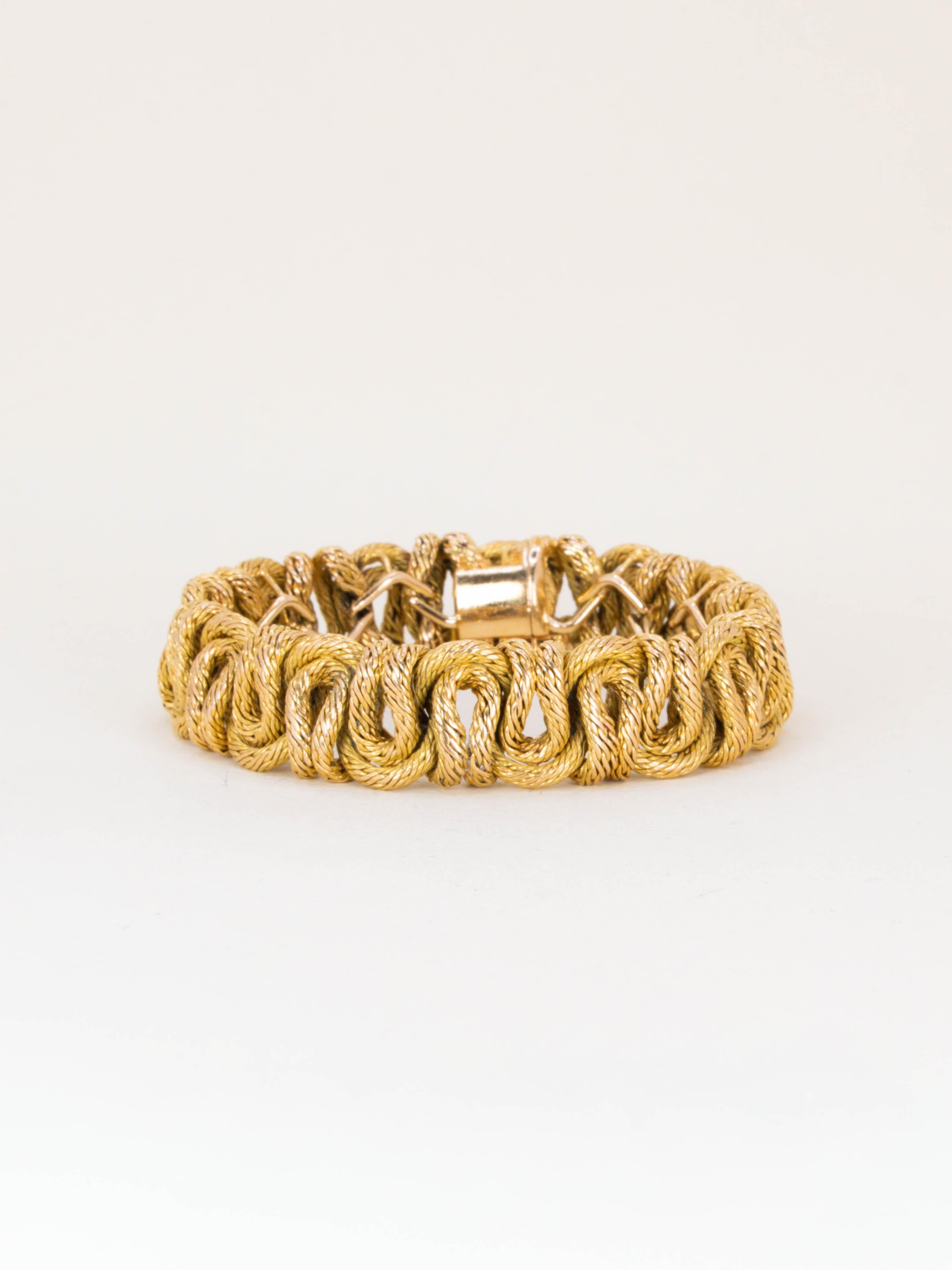 GEORGES LENFANT Bracelet or jaune tressé - Années 1970