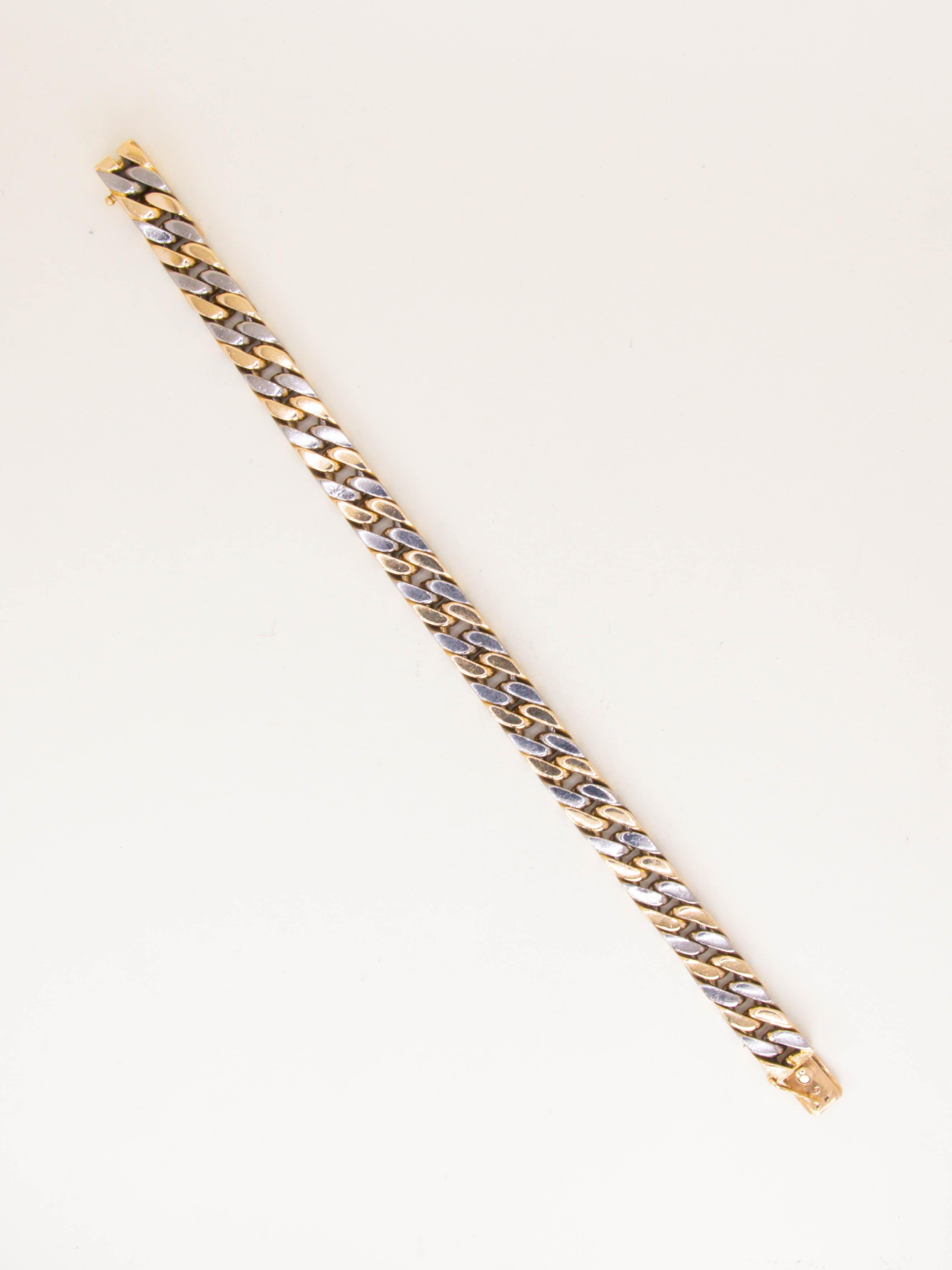 HERMES Bracelet vintage gourmette or jaune or blanc