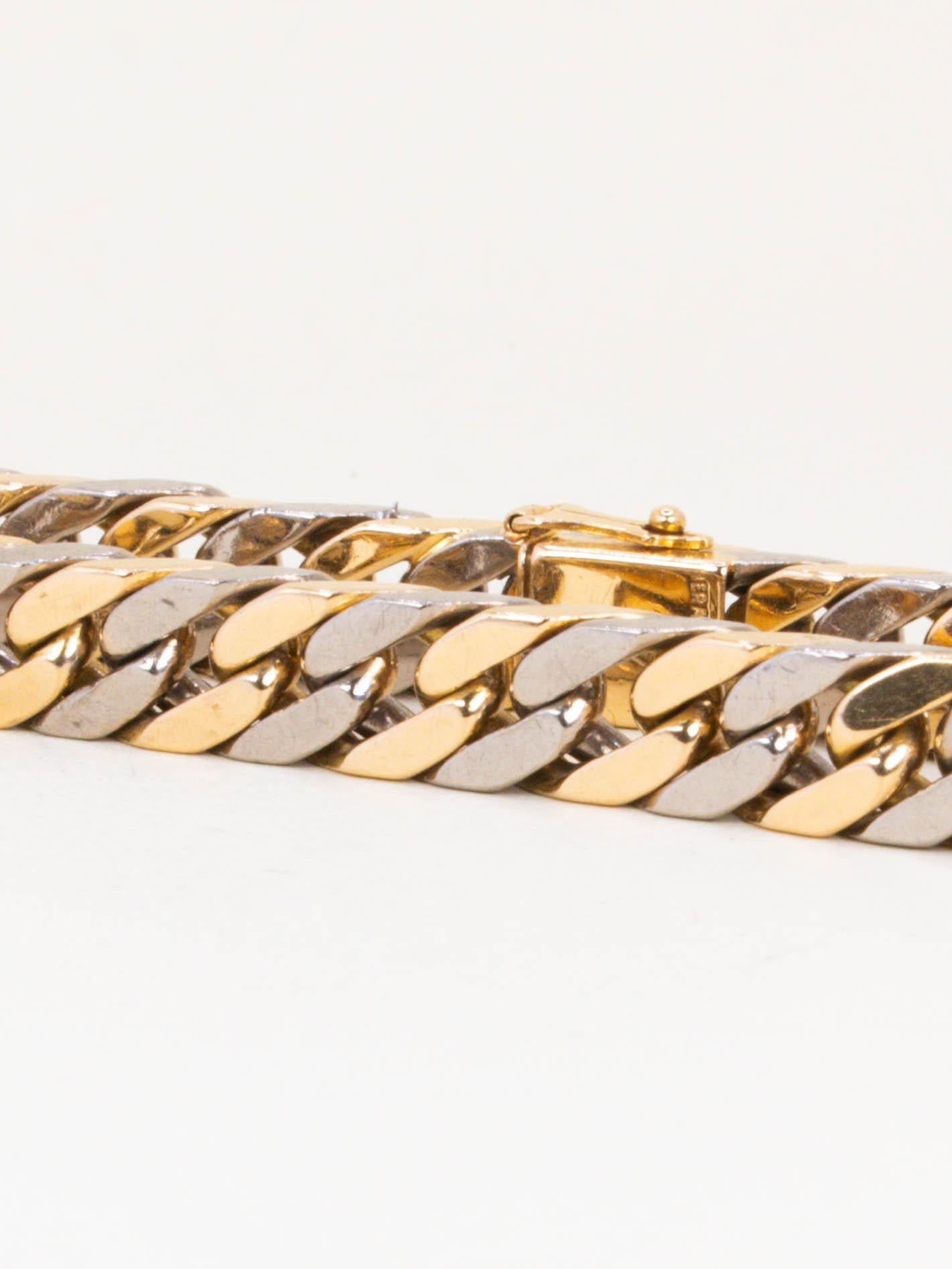 HERMES Bracelet vintage gourmette or jaune or blanc