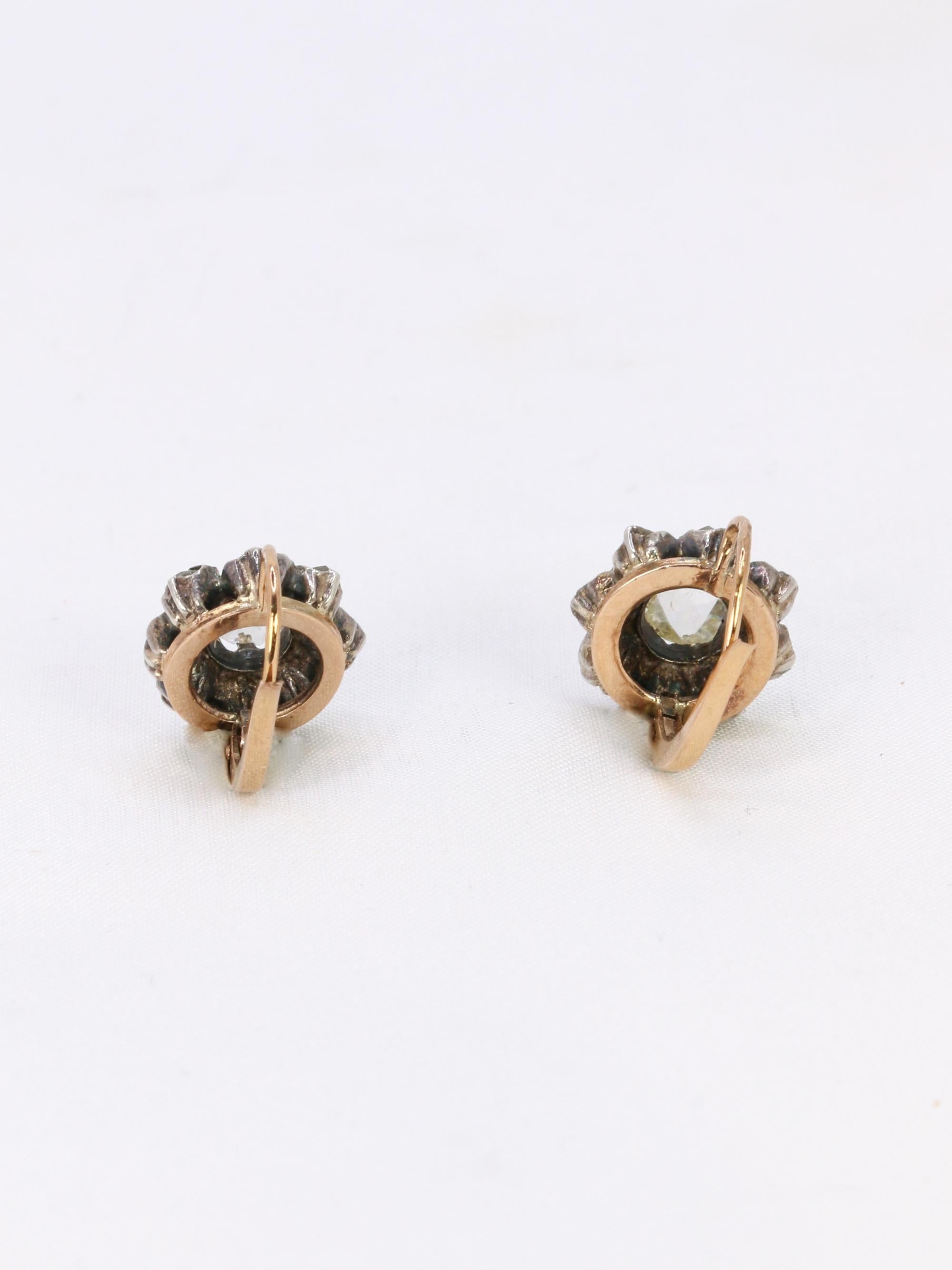 Dormeuses marguerite diamants taille rose