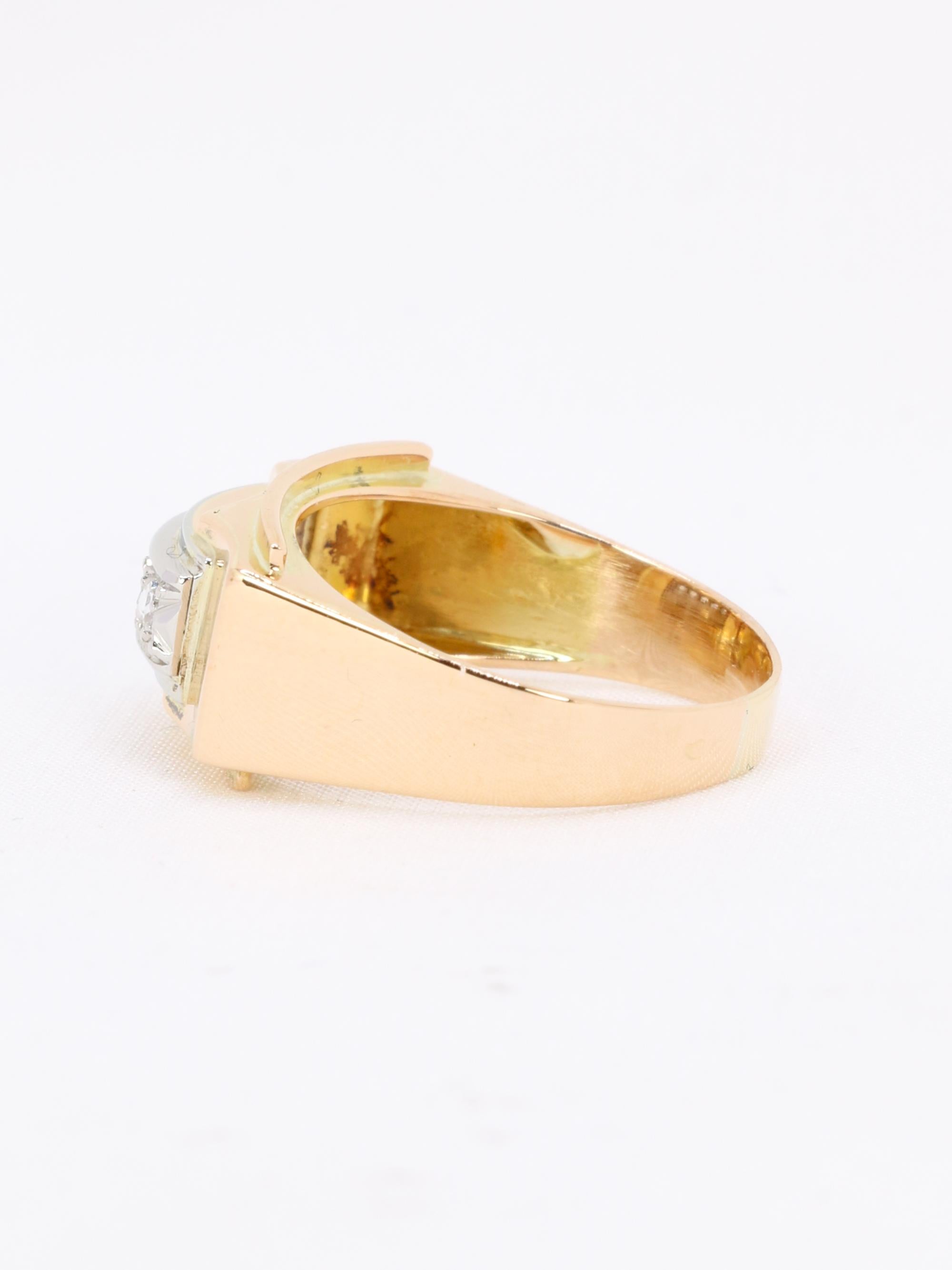 Bague pont or jaune diamants taille rose