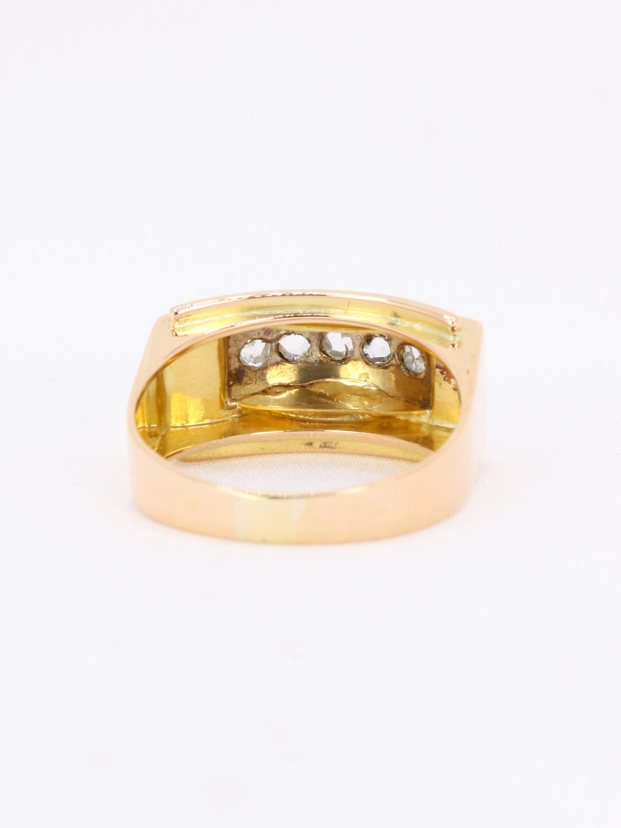 Bague pont or jaune diamants taille rose
