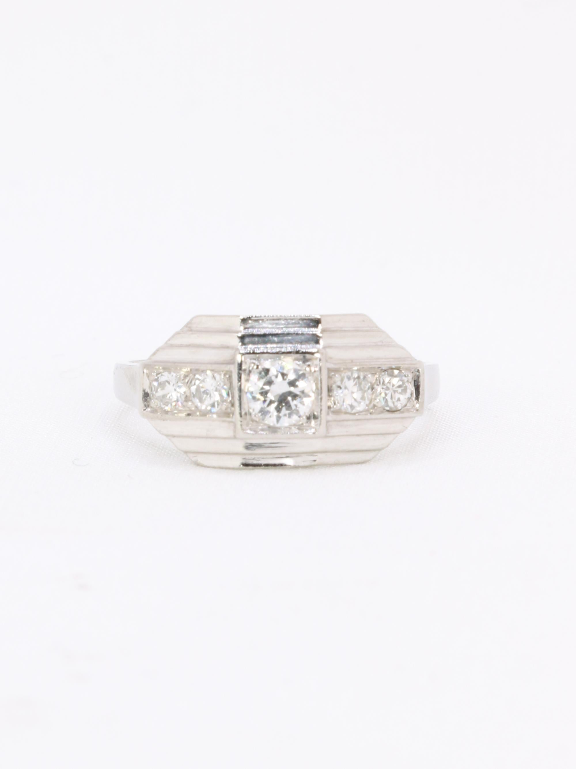 Bague Art déco platine diamants