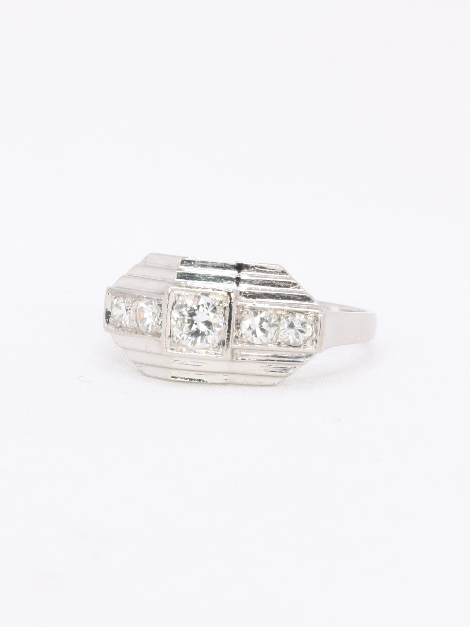 Bague Art déco platine diamants