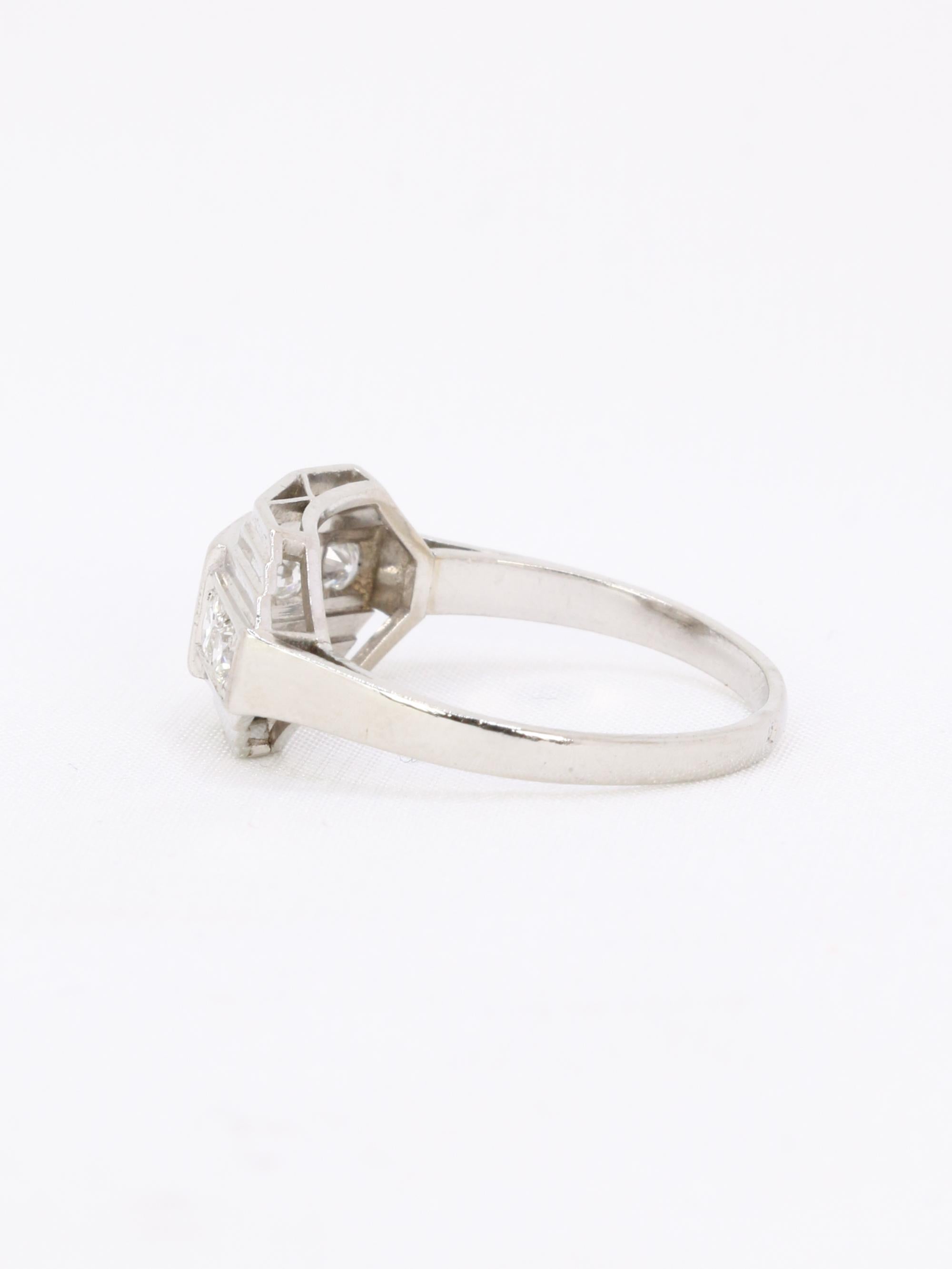 Bague Art déco platine diamants