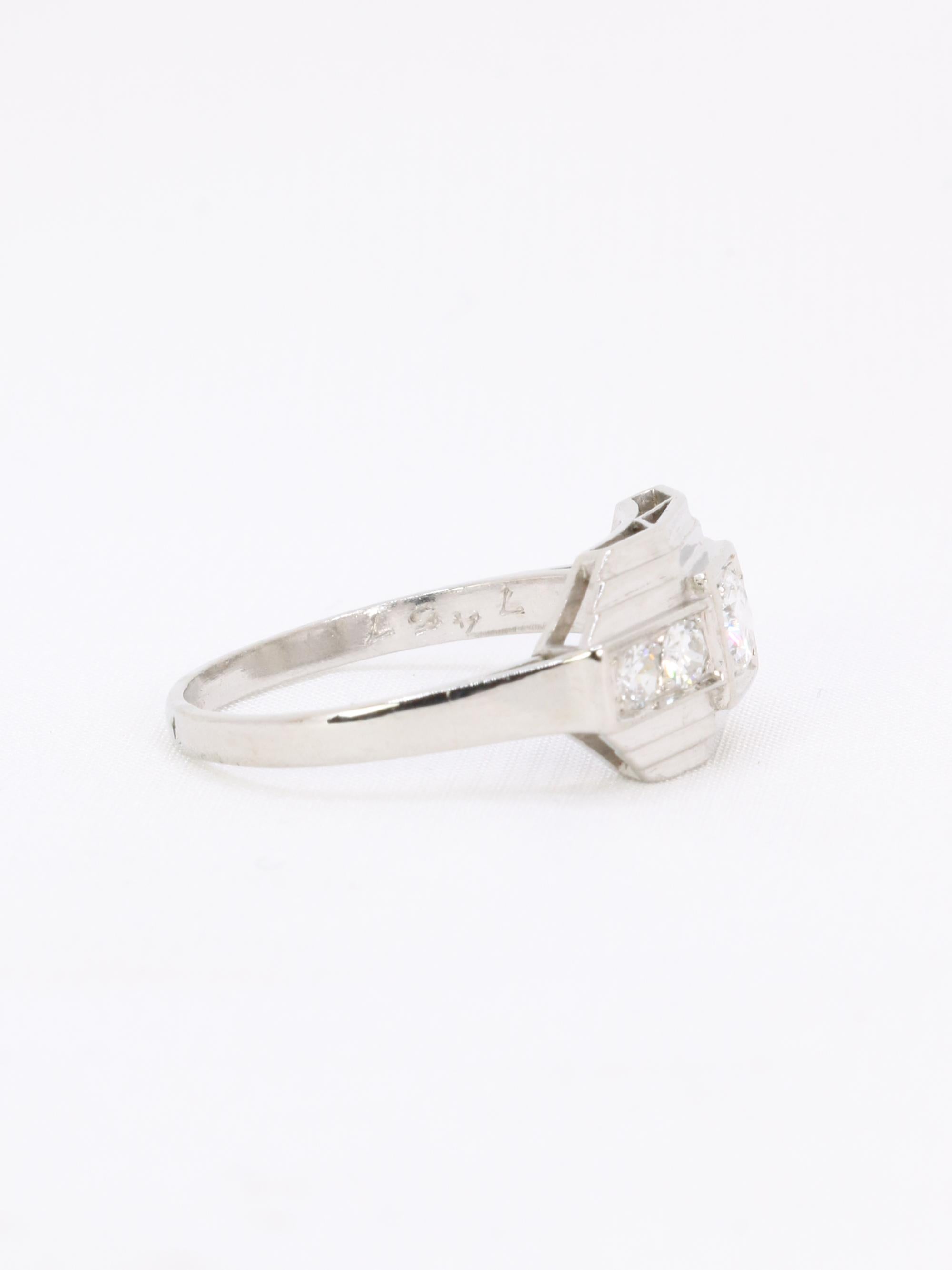 Bague Art déco platine diamants