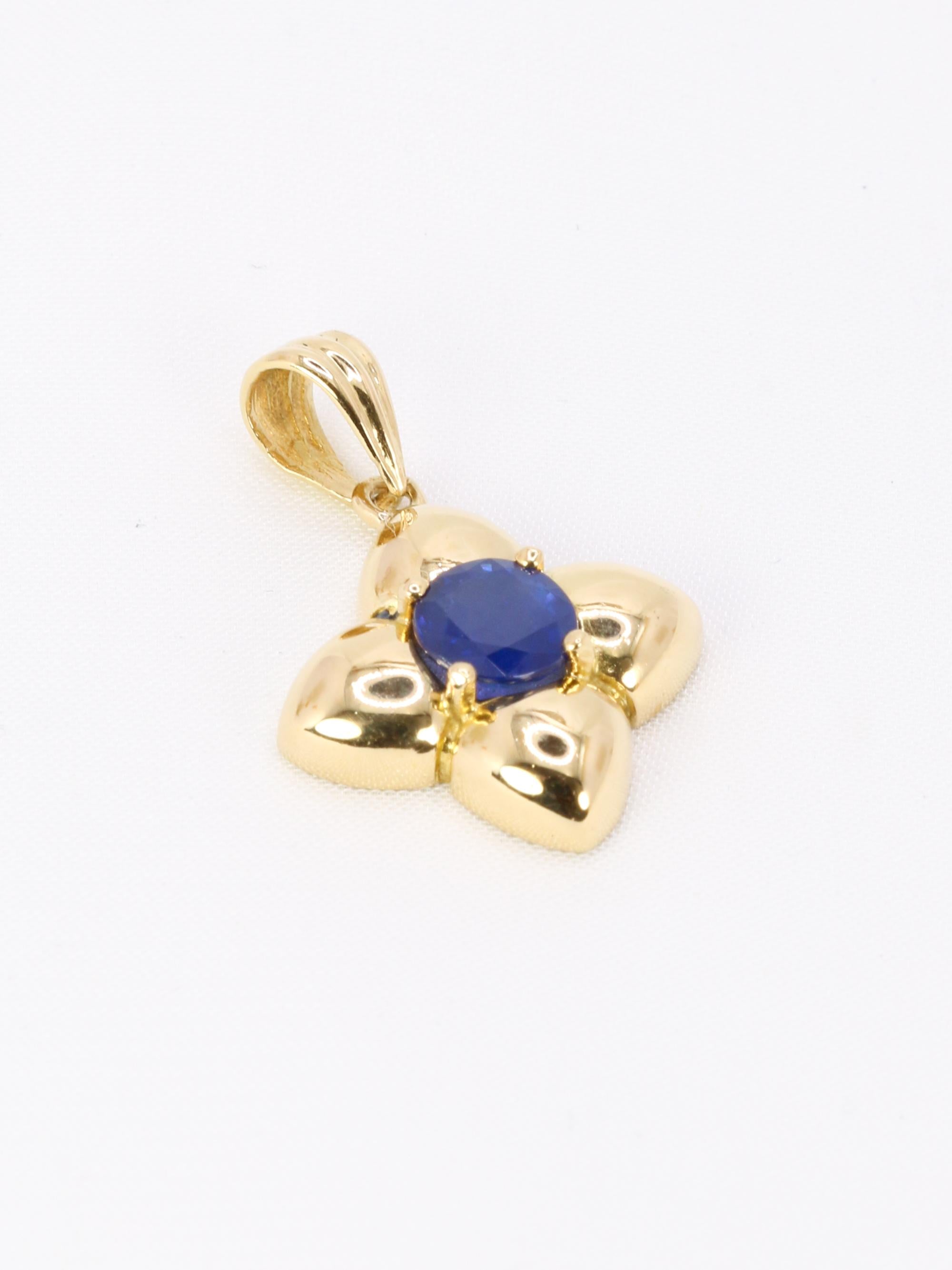 Pendentif charms vintage fleur or jaune saphir