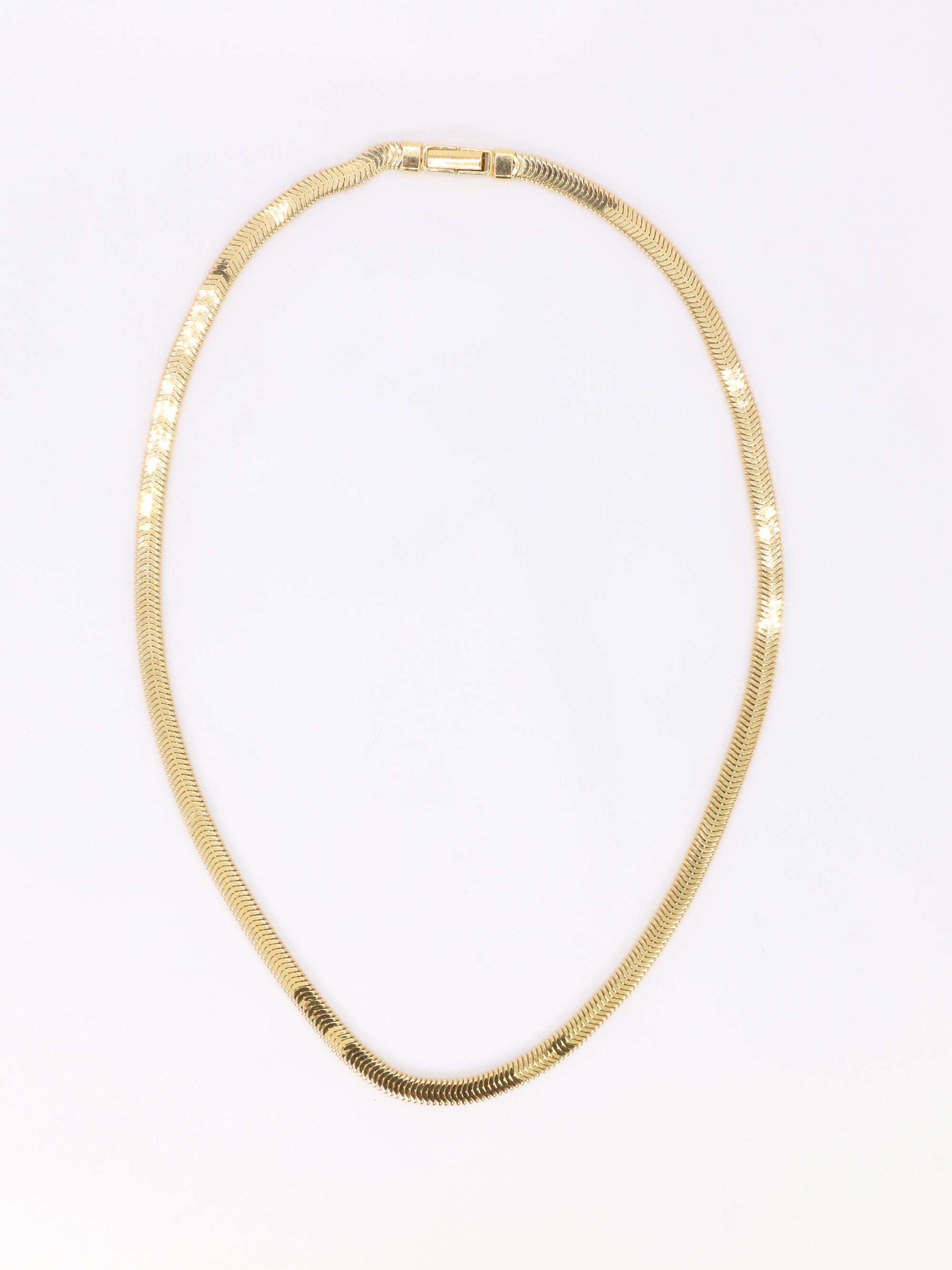 Collier chaine vintage or jaune maille plate