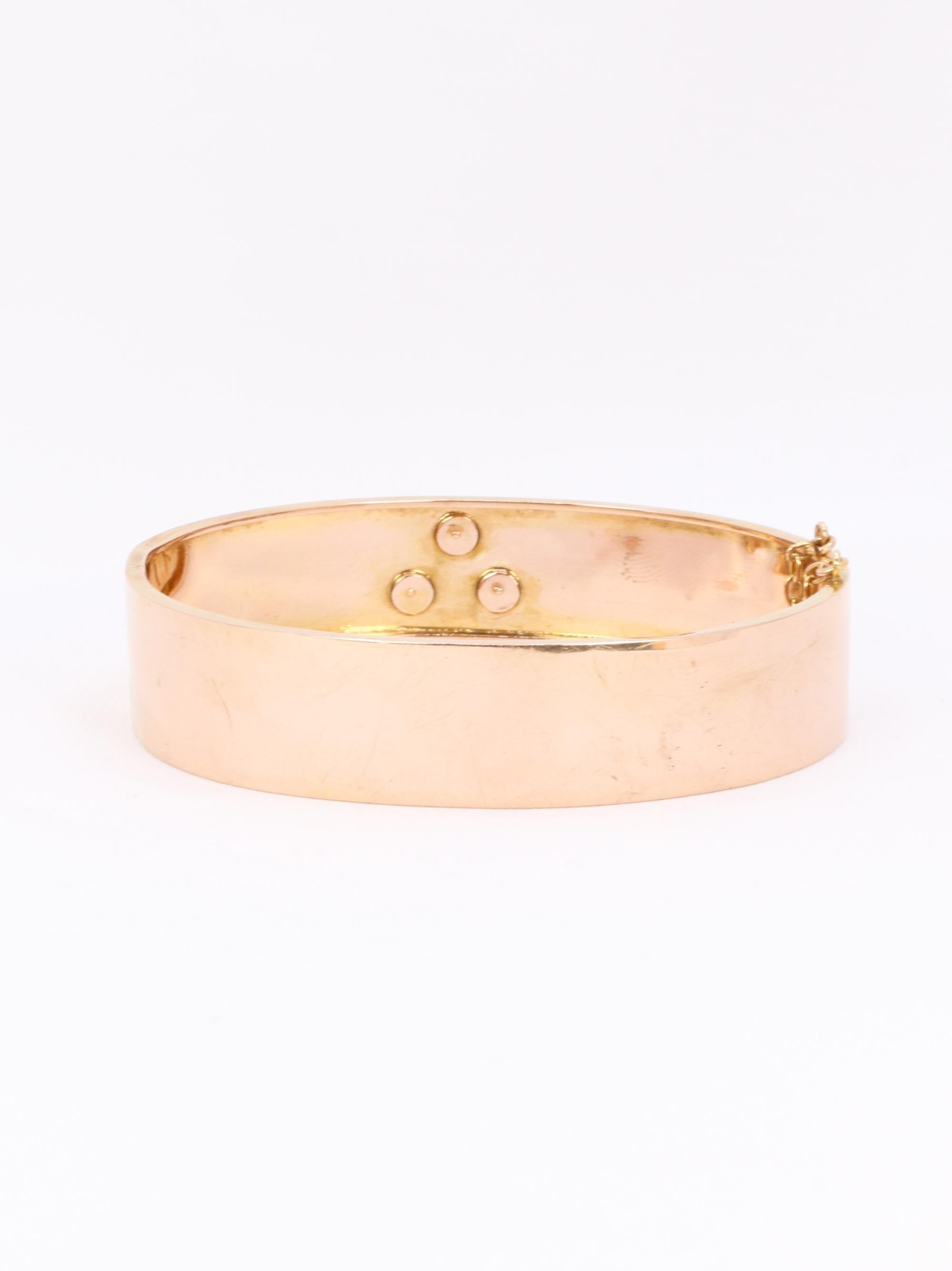 Bracelet jonc maçonnique or rose perles fines