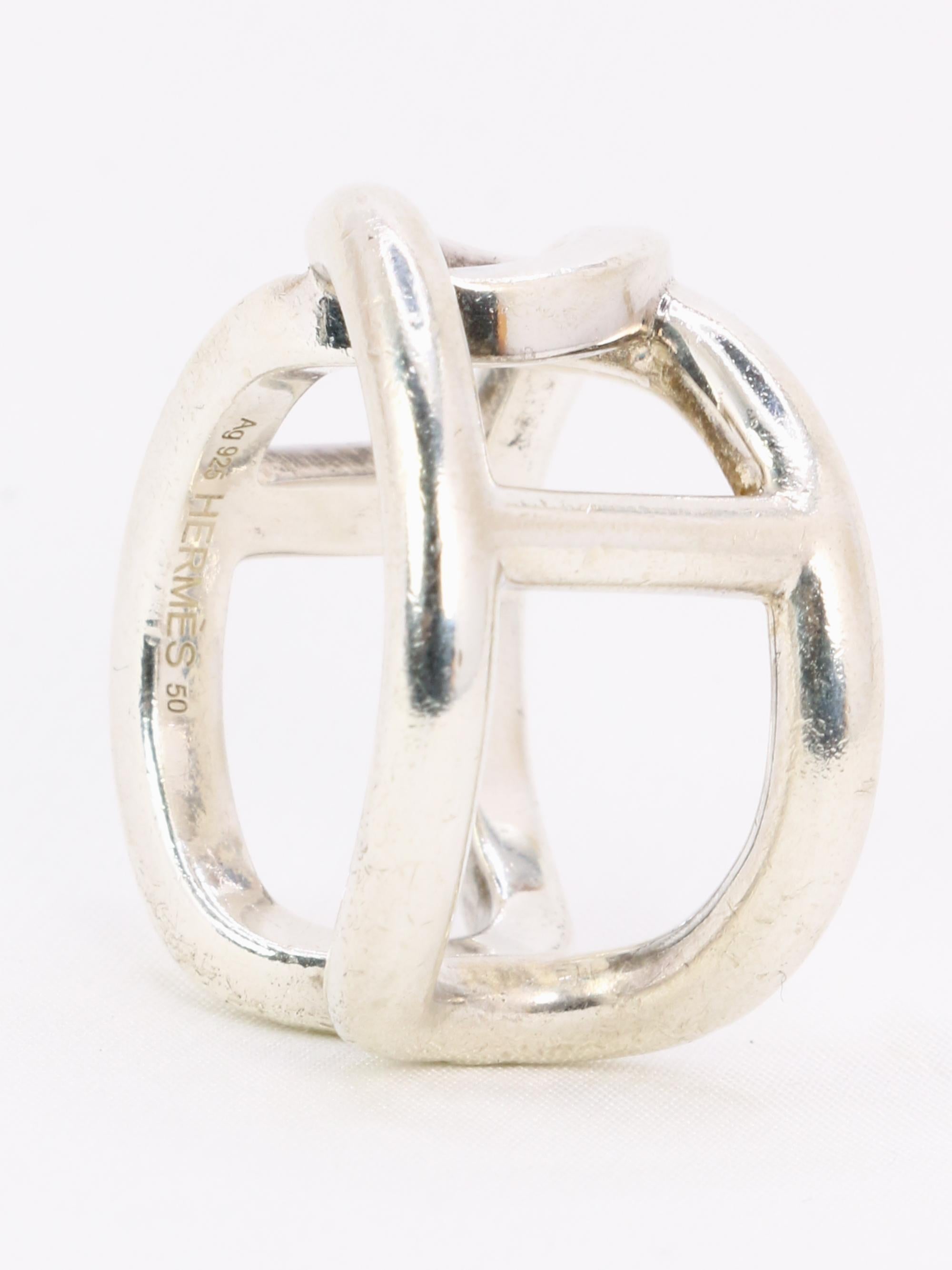 HERMES Bague vintage Cythère en argent