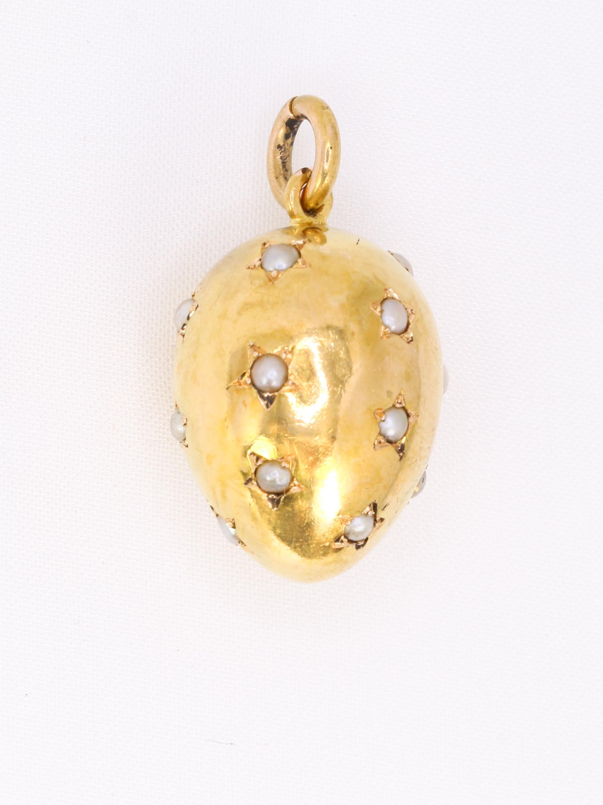 Pendentif œuf or jaune perles fines