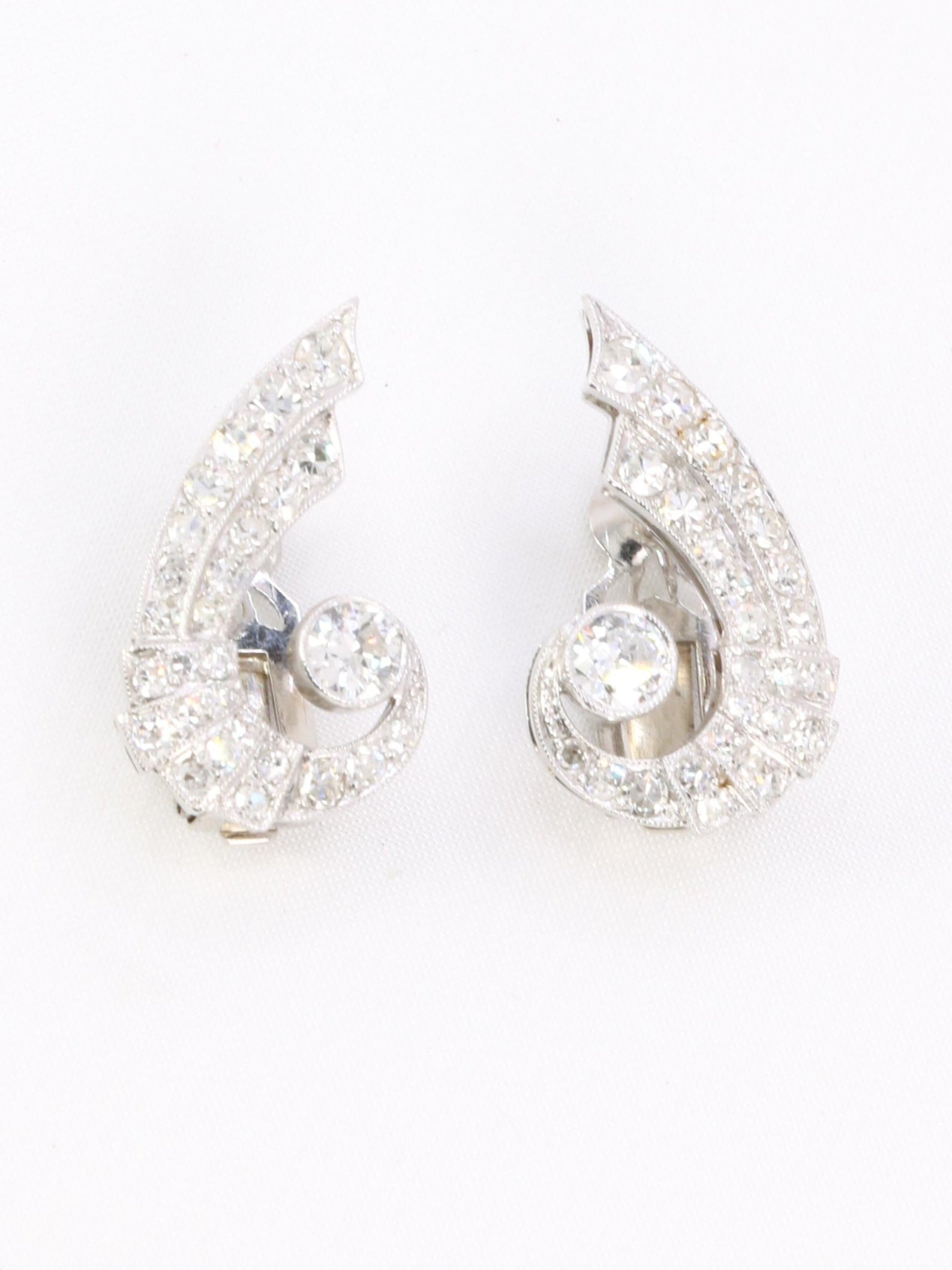 Boucles d'oreilles Ailes diamants Art-Déco