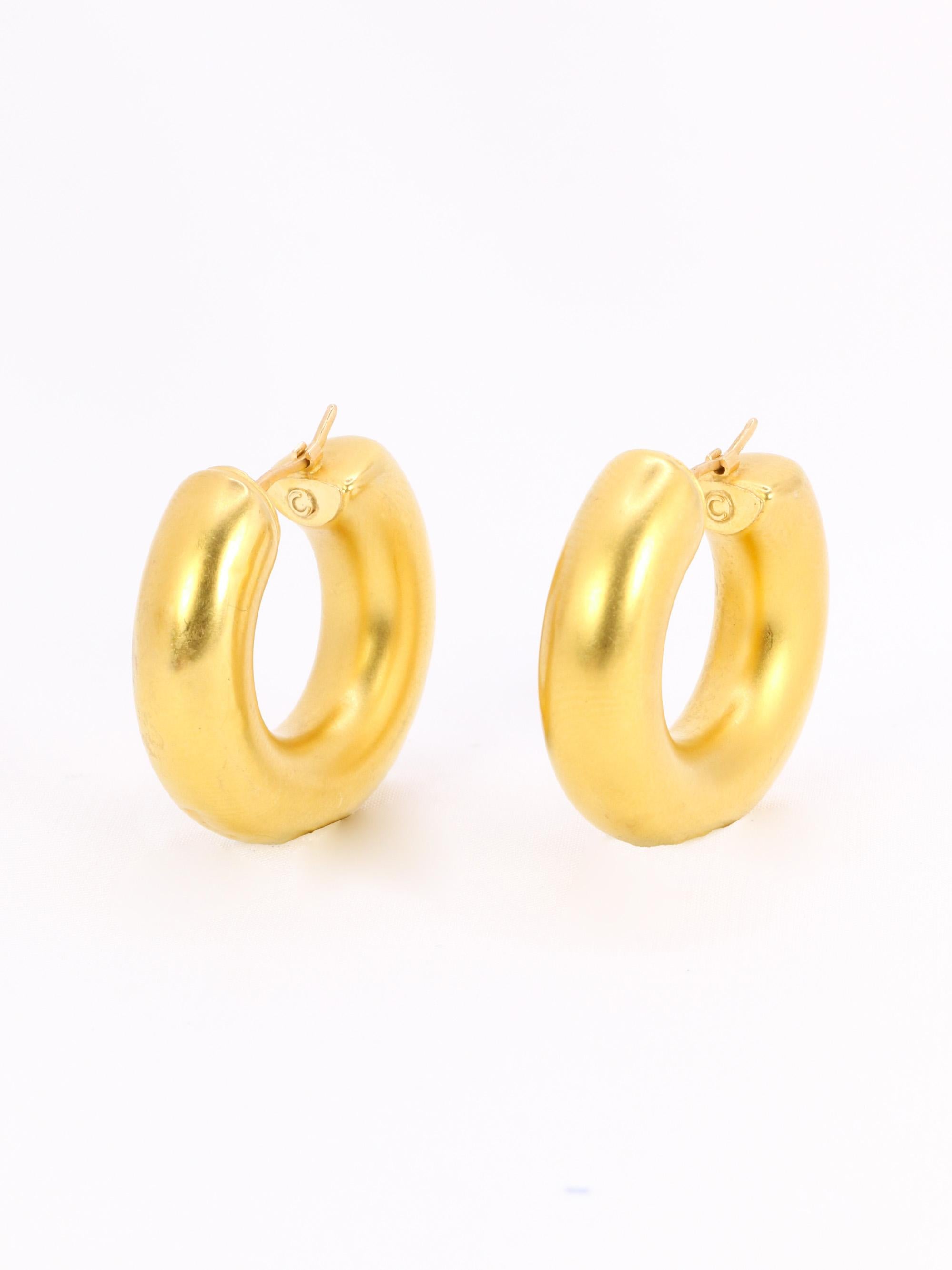 Boucles d'oreilles Créoles vintage or jaune mat