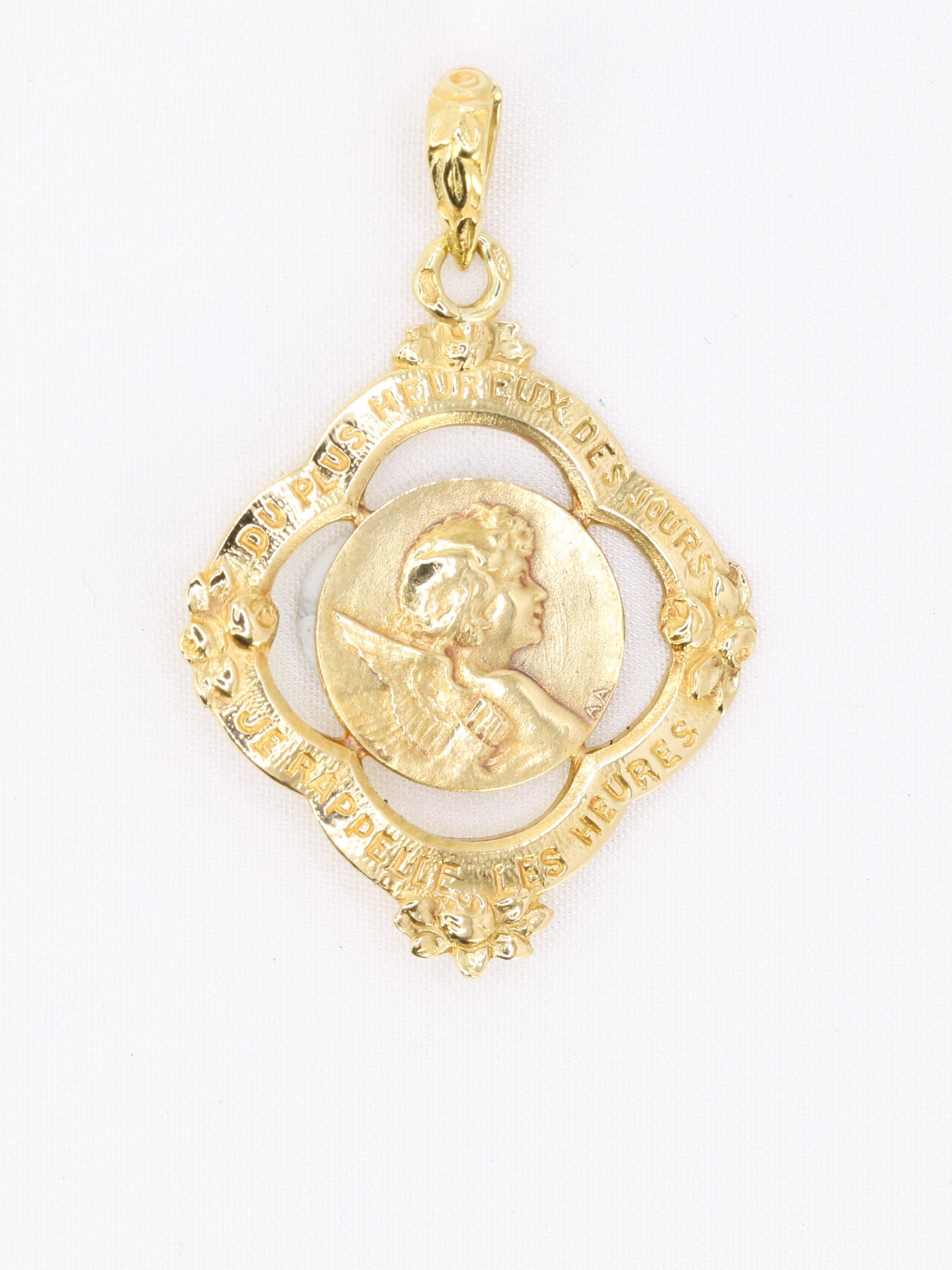 AUGIS Médaille Art Nouveau "Du plus heureux des jours je rappelle les heures"