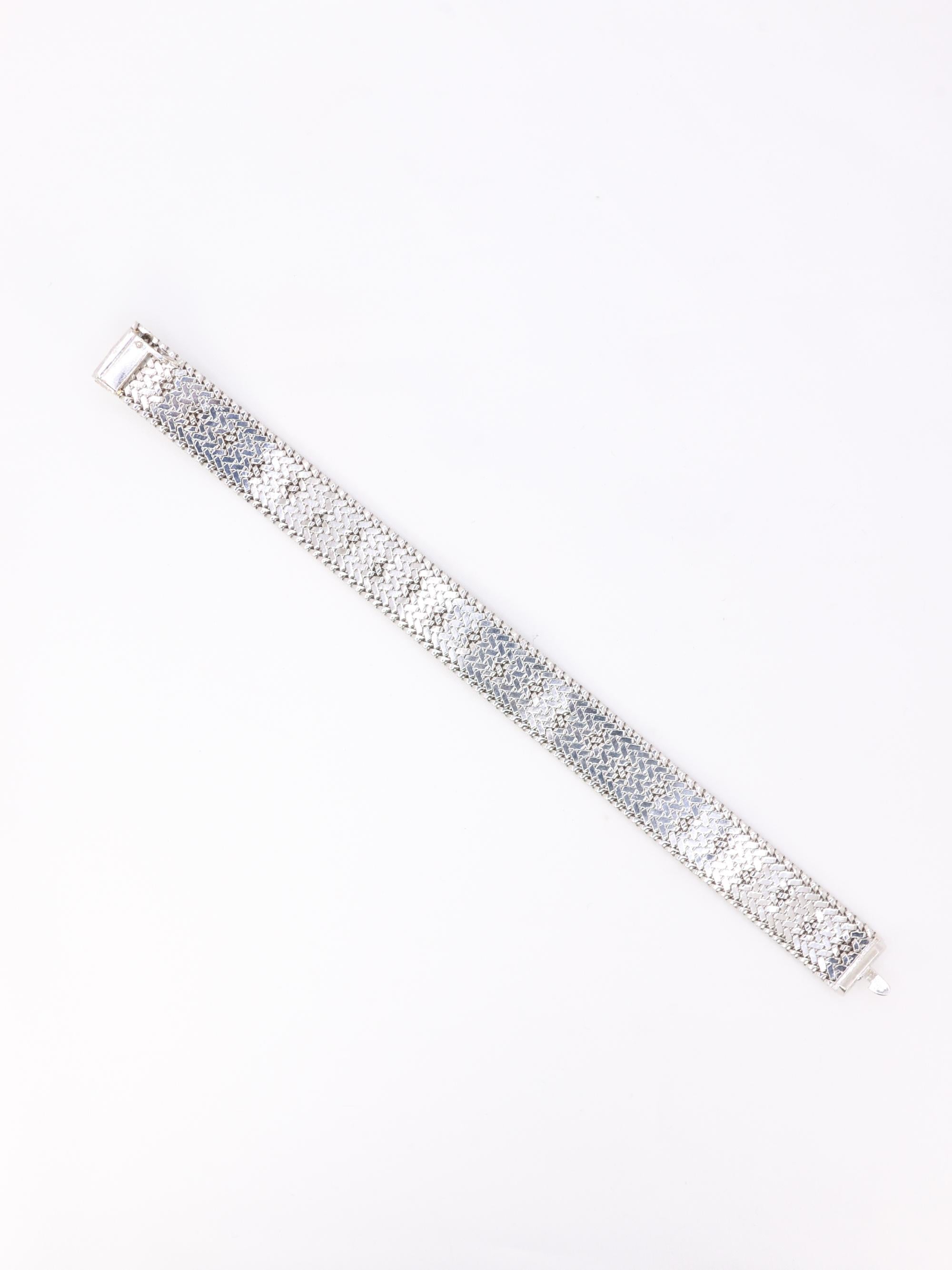 Bracelet maille polonaise or blanc