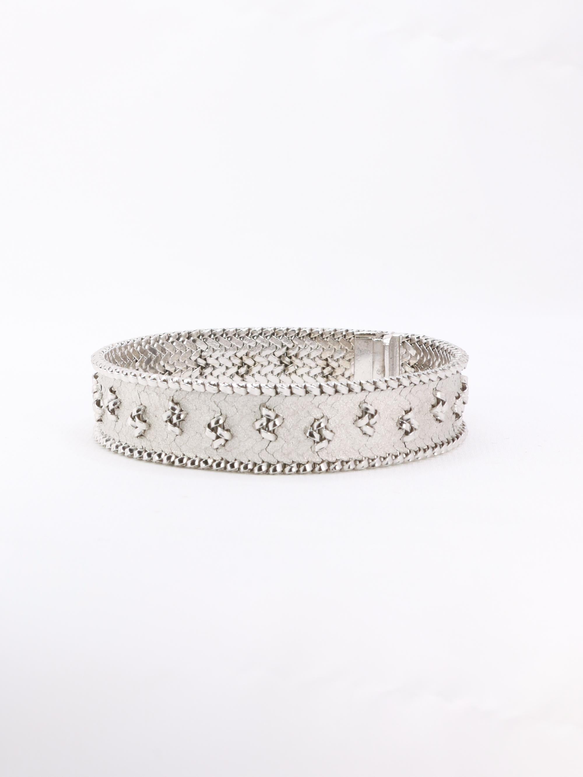 Bracelet maille polonaise or blanc