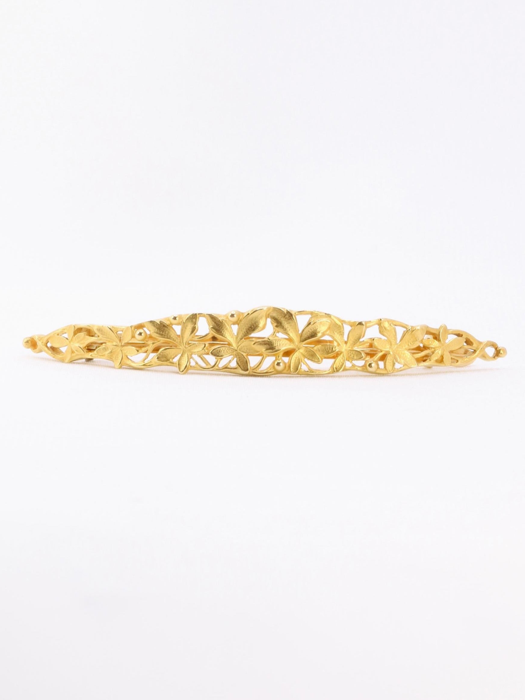 Barrette cheveux Art Nouveau or jaune
