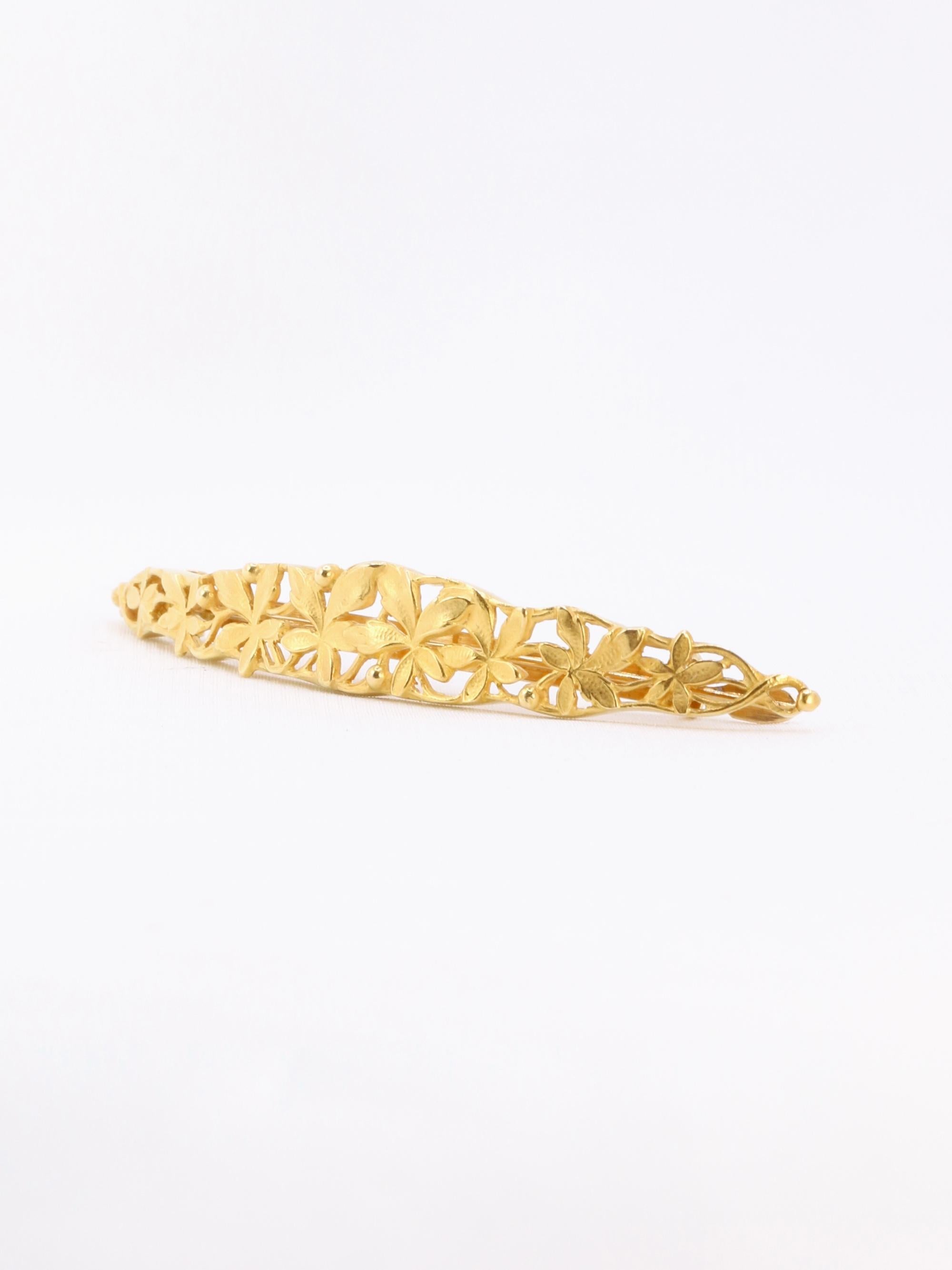 Barrette cheveux Art Nouveau or jaune