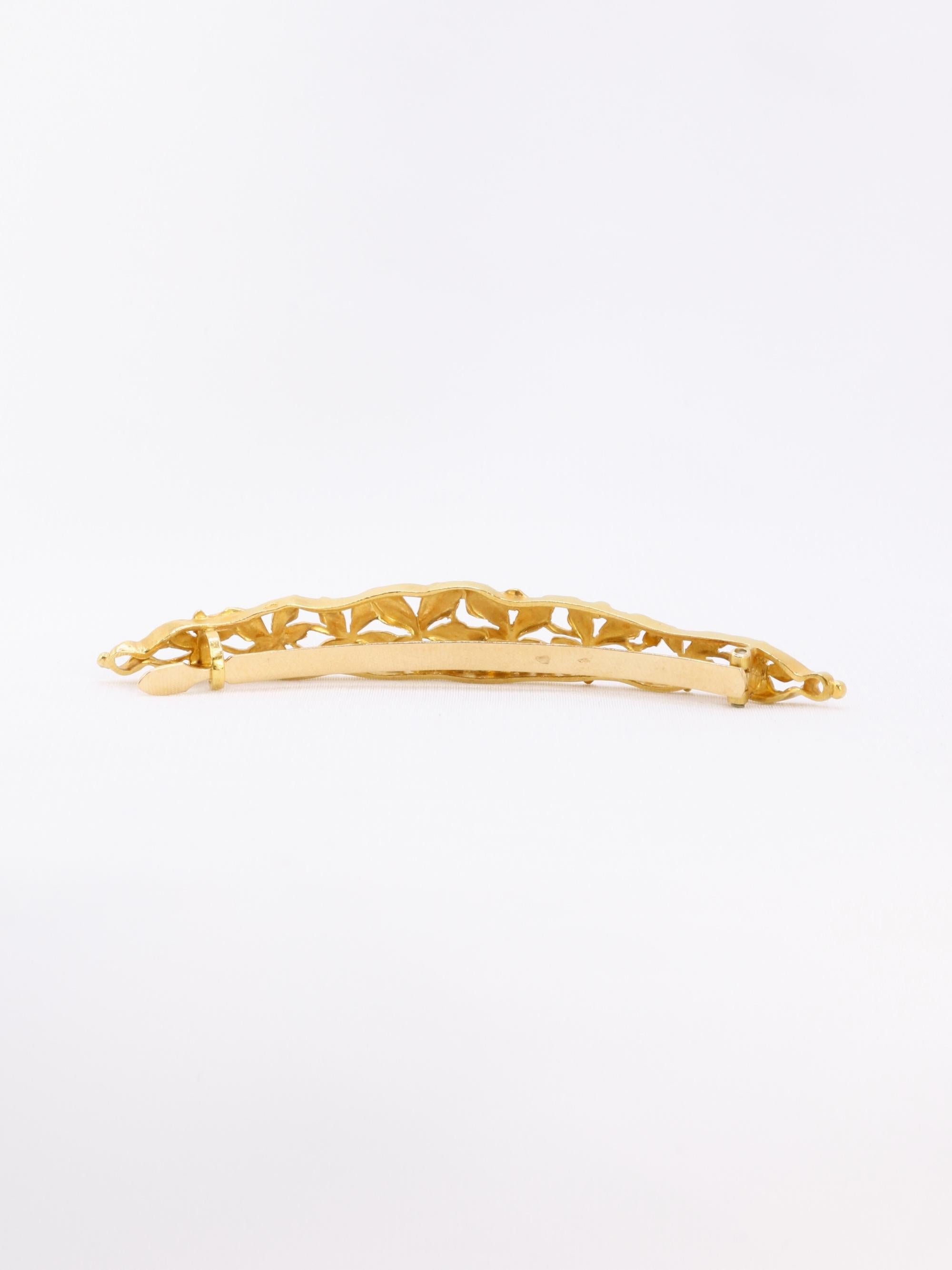 Barrette cheveux Art Nouveau or jaune