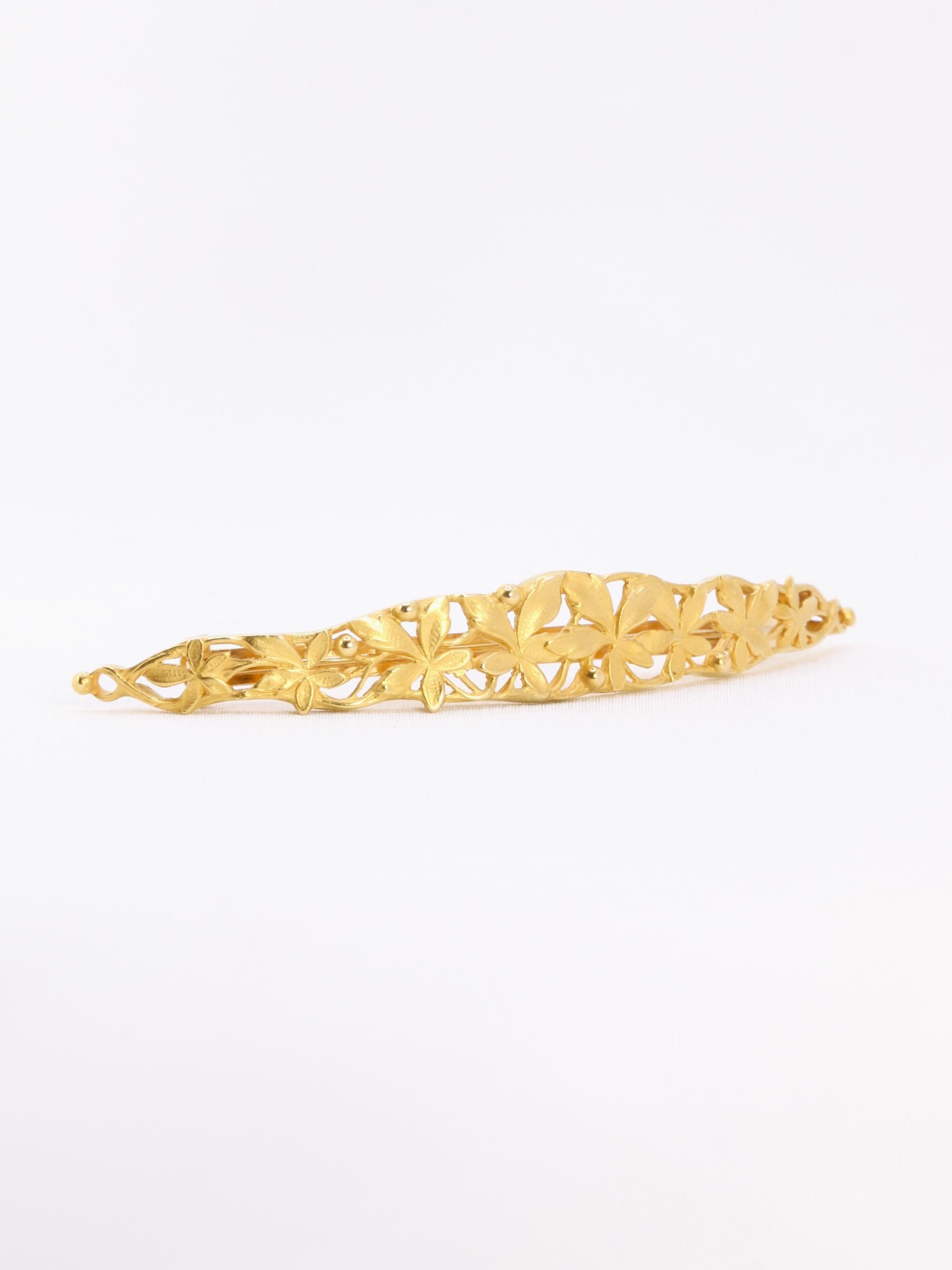Barrette cheveux Art Nouveau or jaune