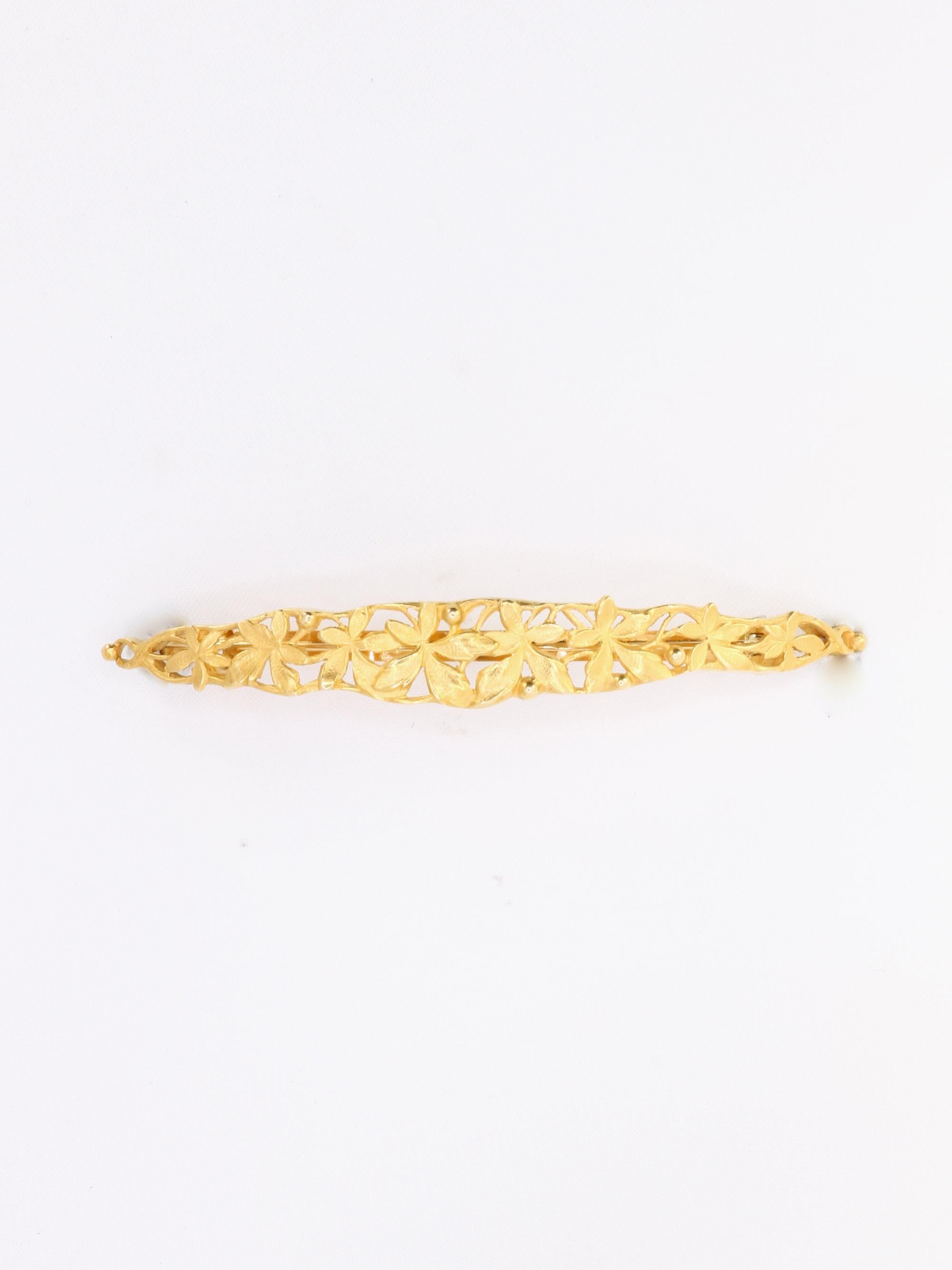 Barrette cheveux Art Nouveau or jaune