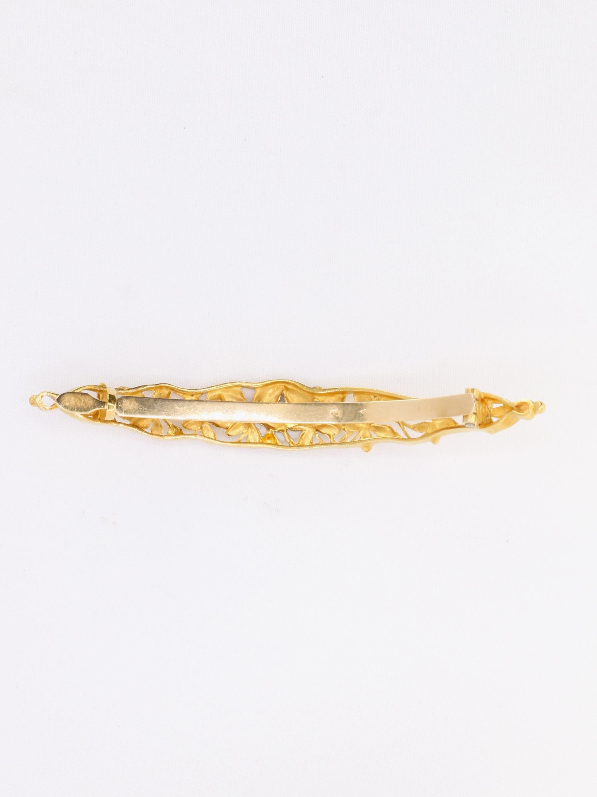 Barrette cheveux Art Nouveau or jaune