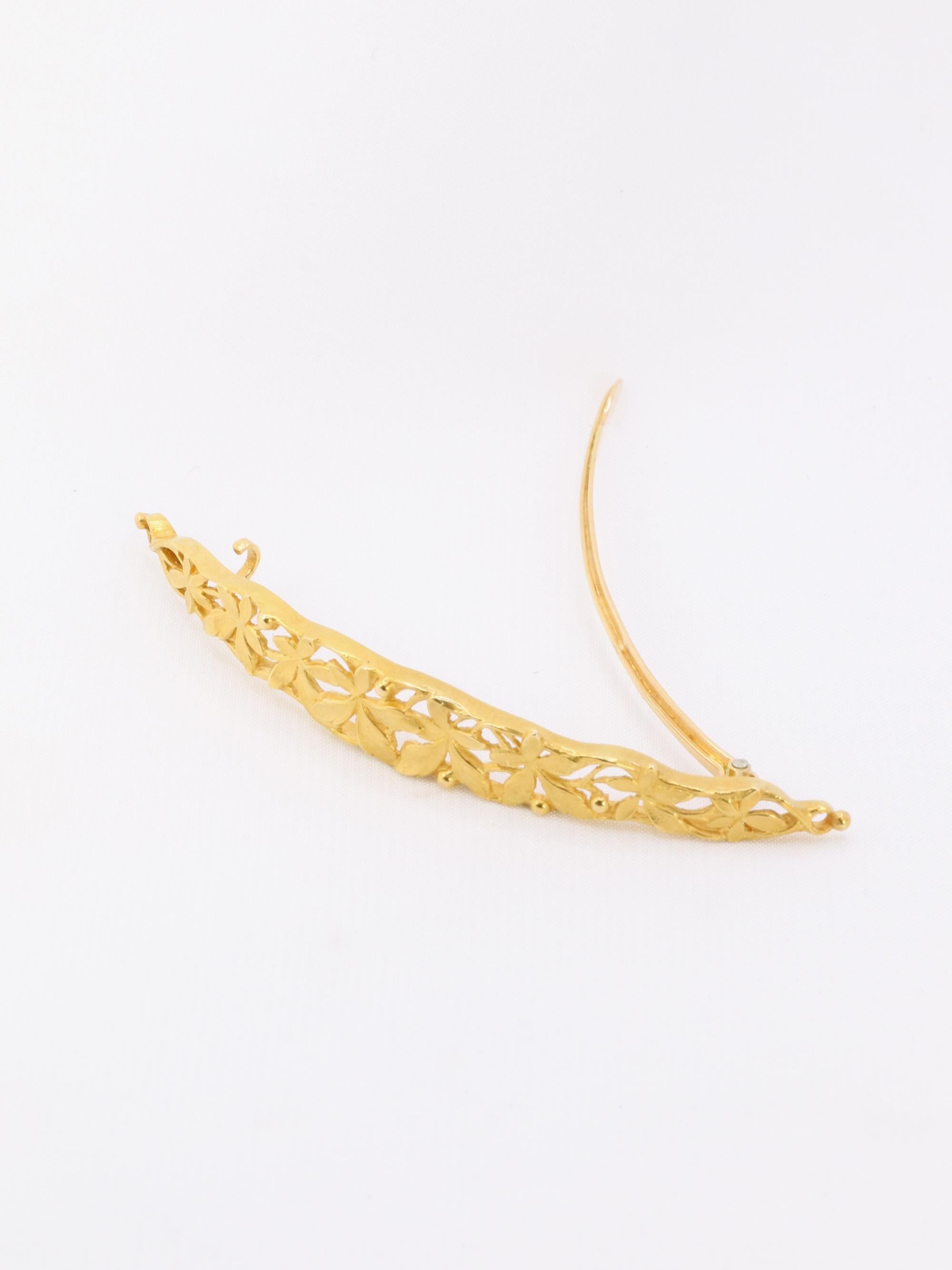 Barrette cheveux Art Nouveau or jaune