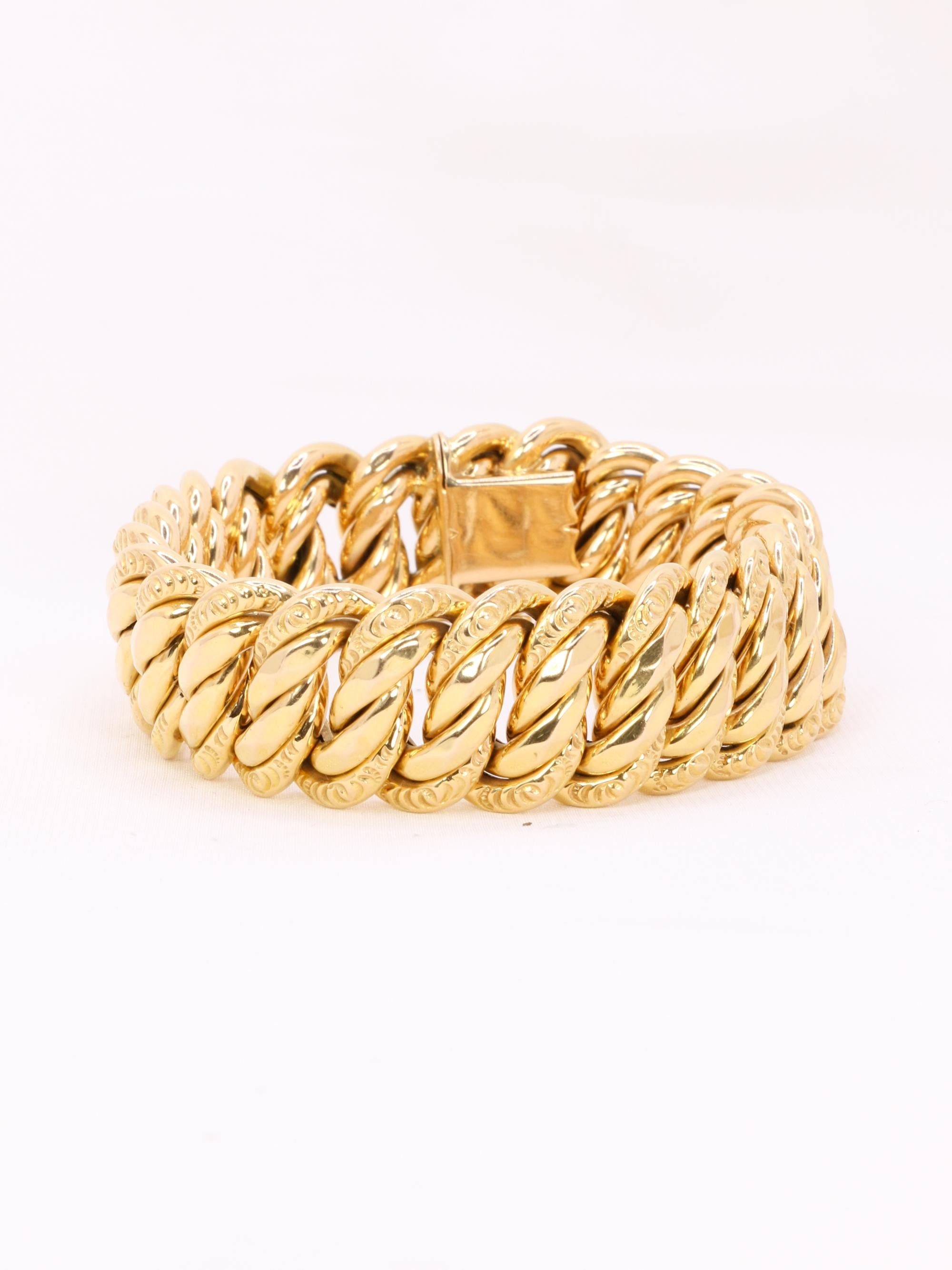 X Bracelet maille américaine or jaune 2 cm