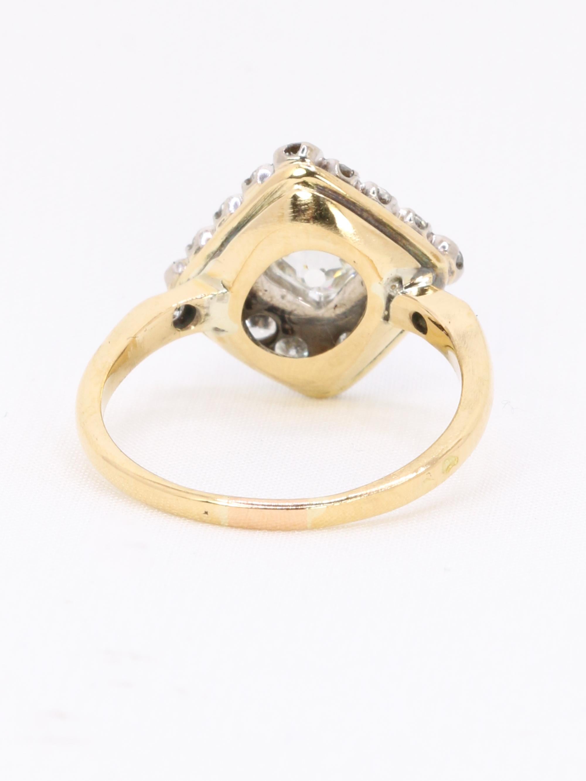 Bague losange diamant taille ancienne 1,07 carat