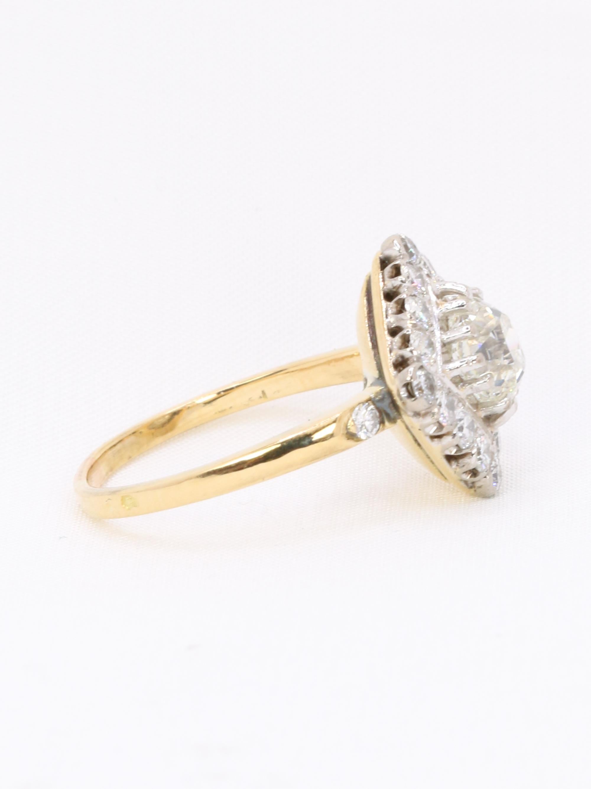 Bague losange diamant taille ancienne 1,07 carat