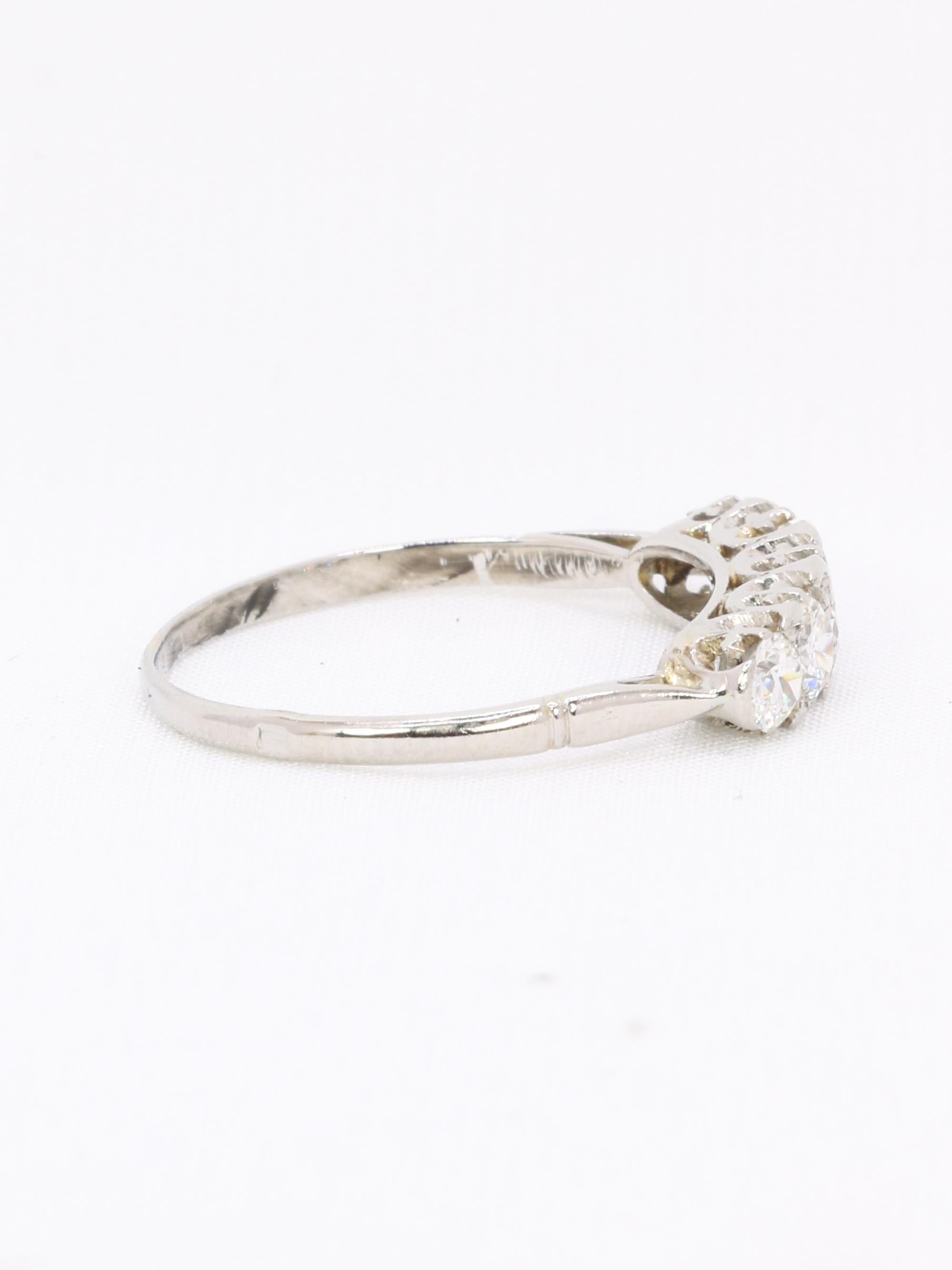 Bague jarretière Art Deco diamants