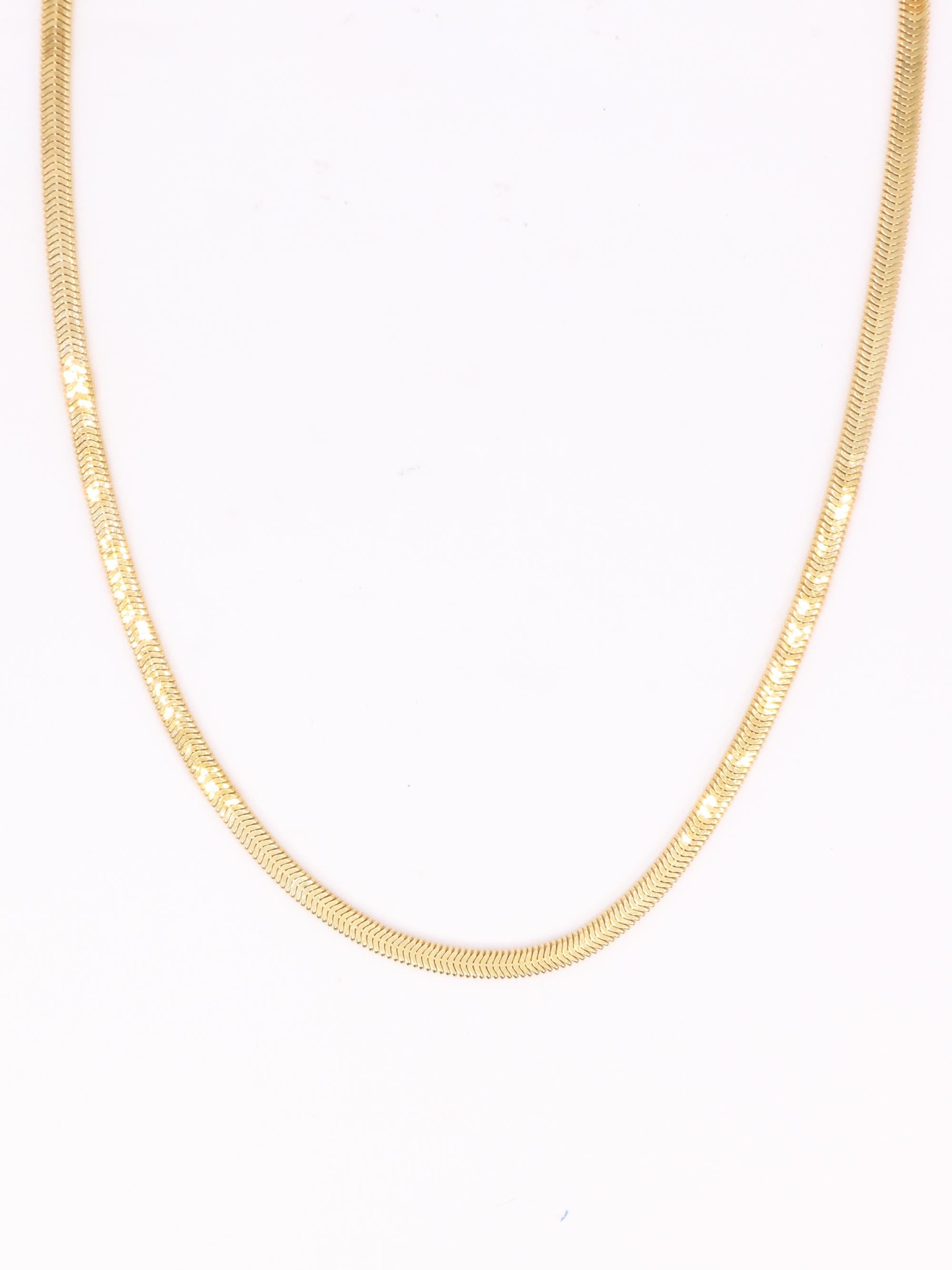 Collier chaine vintage or jaune maille plate